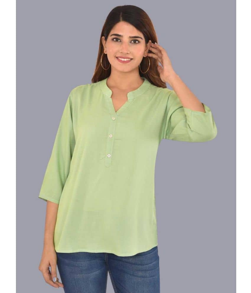 FABISHO Women Solid Rayon Shirt ( Green )