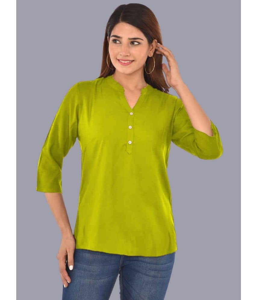 FABISHO Women Solid Rayon Shirt ( Green )