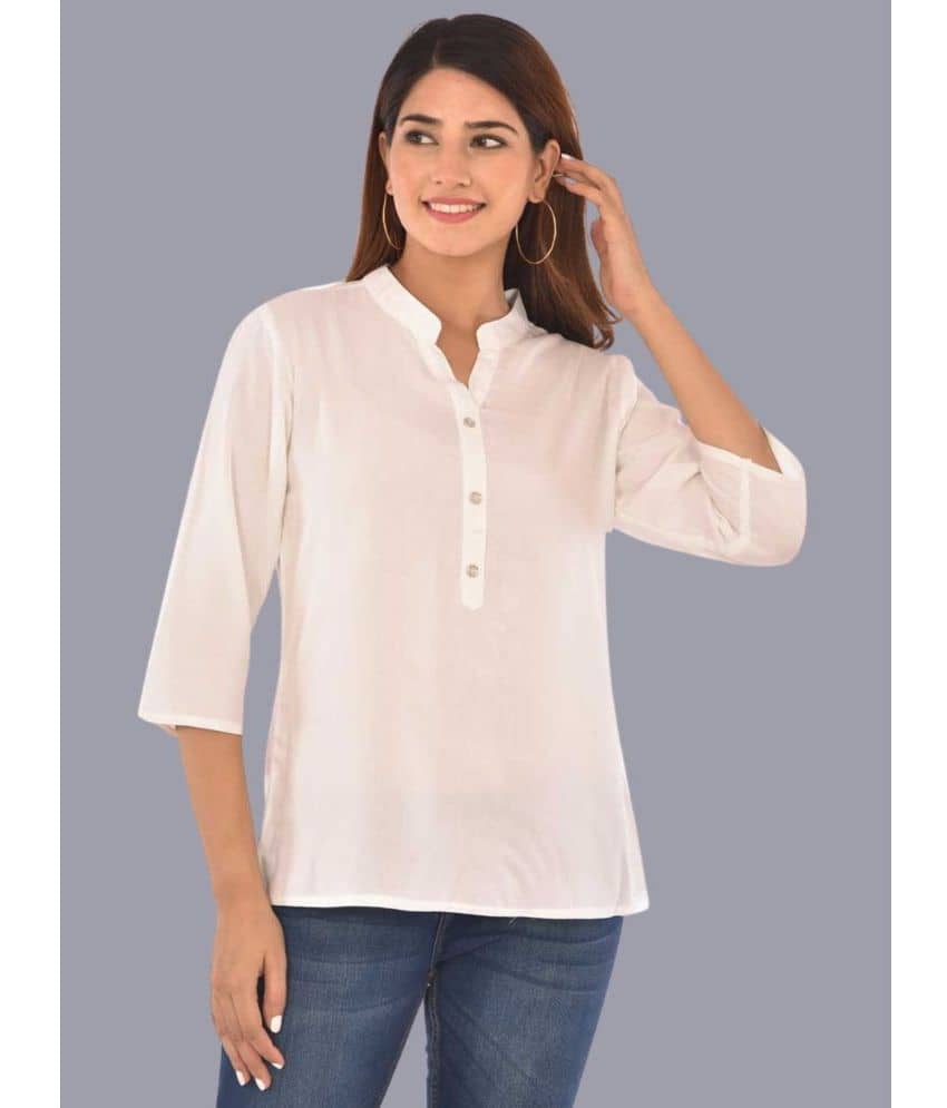 FABISHO Women Solid Rayon Shirt ( White )