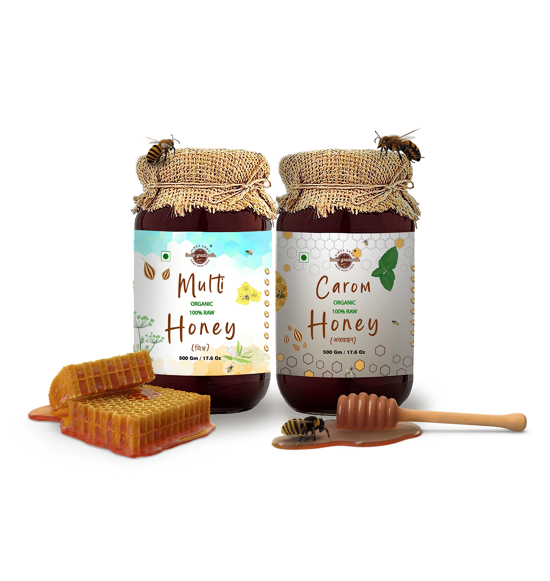 Indie gredients Honey Multi Carom Honey 1000 g Pack of 2 Indie gredients Honey Multi Carom Honey 1000 g Pack of 2