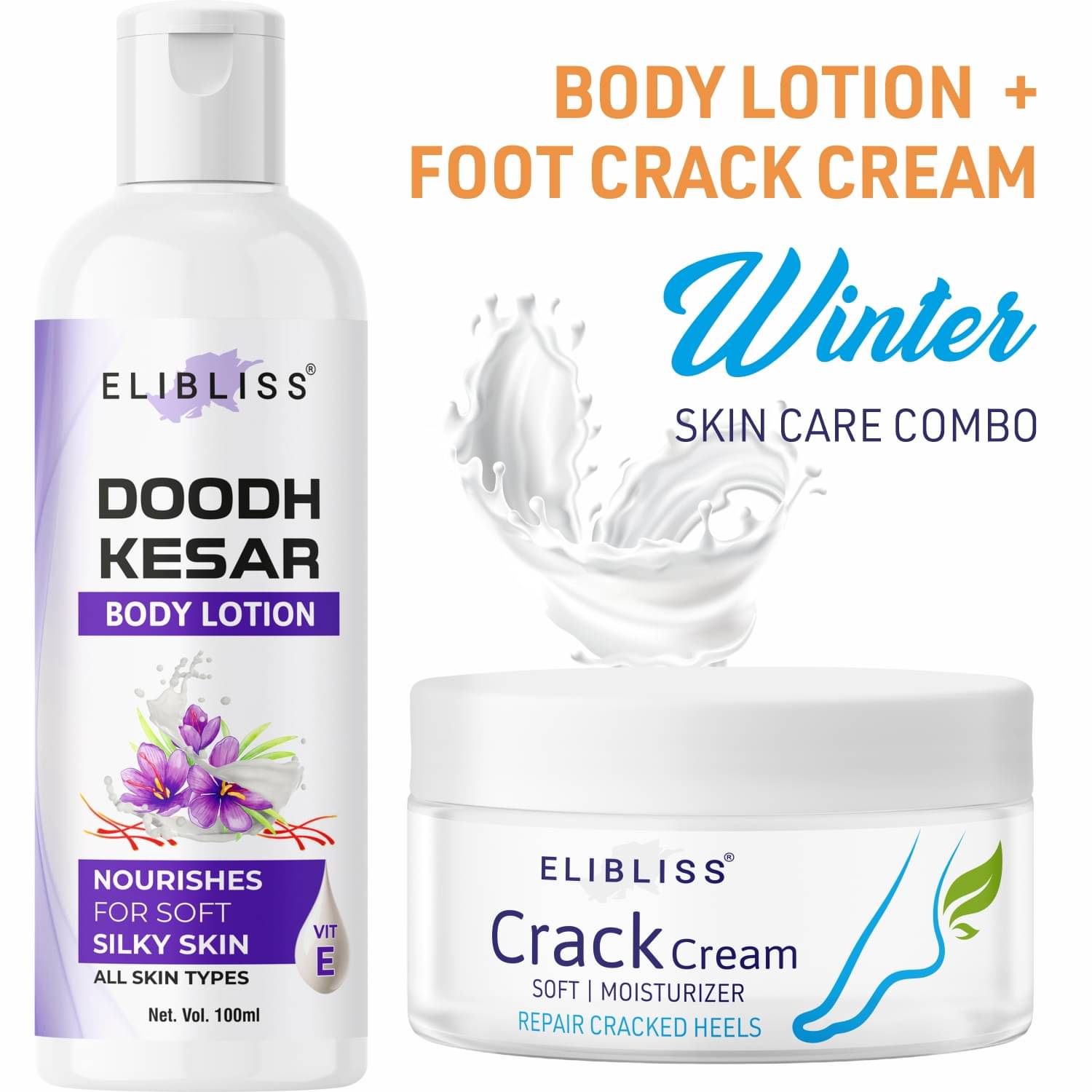     			Intensive Moisturizing Doodh Kesar Body Lotion with Crack Cream for Soft Feet