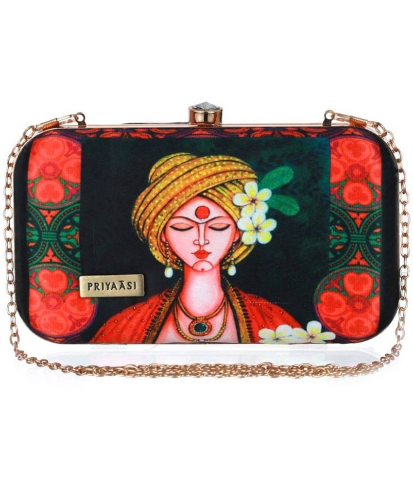    			Priyassi Multicolor Fabric Box Clutch