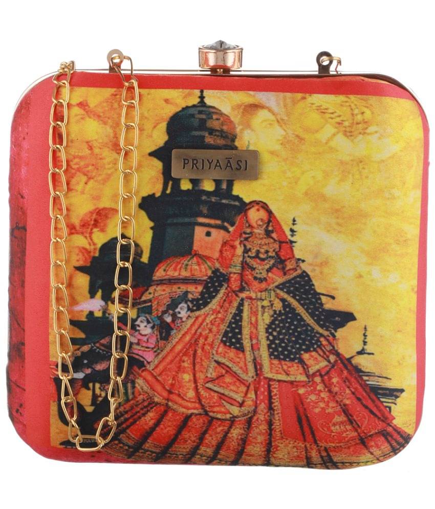     			Priyassi Multicolor Fabric Box Clutch