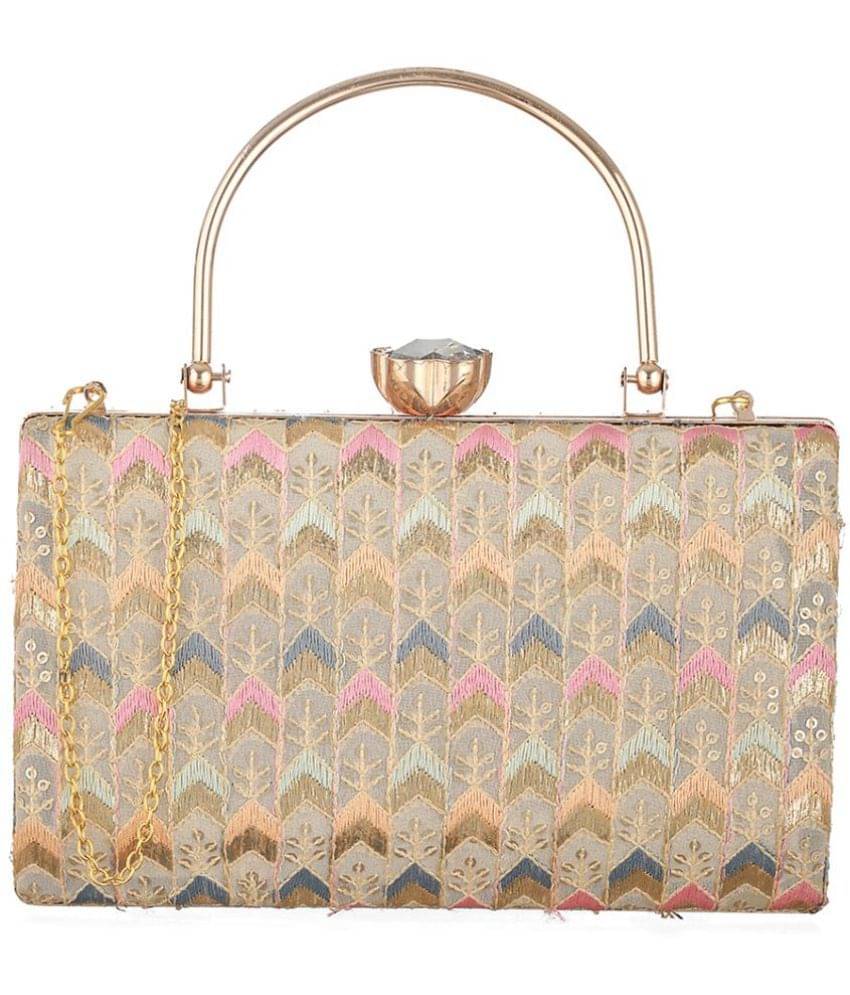     			Priyassi Multicolor Metal Box Clutch