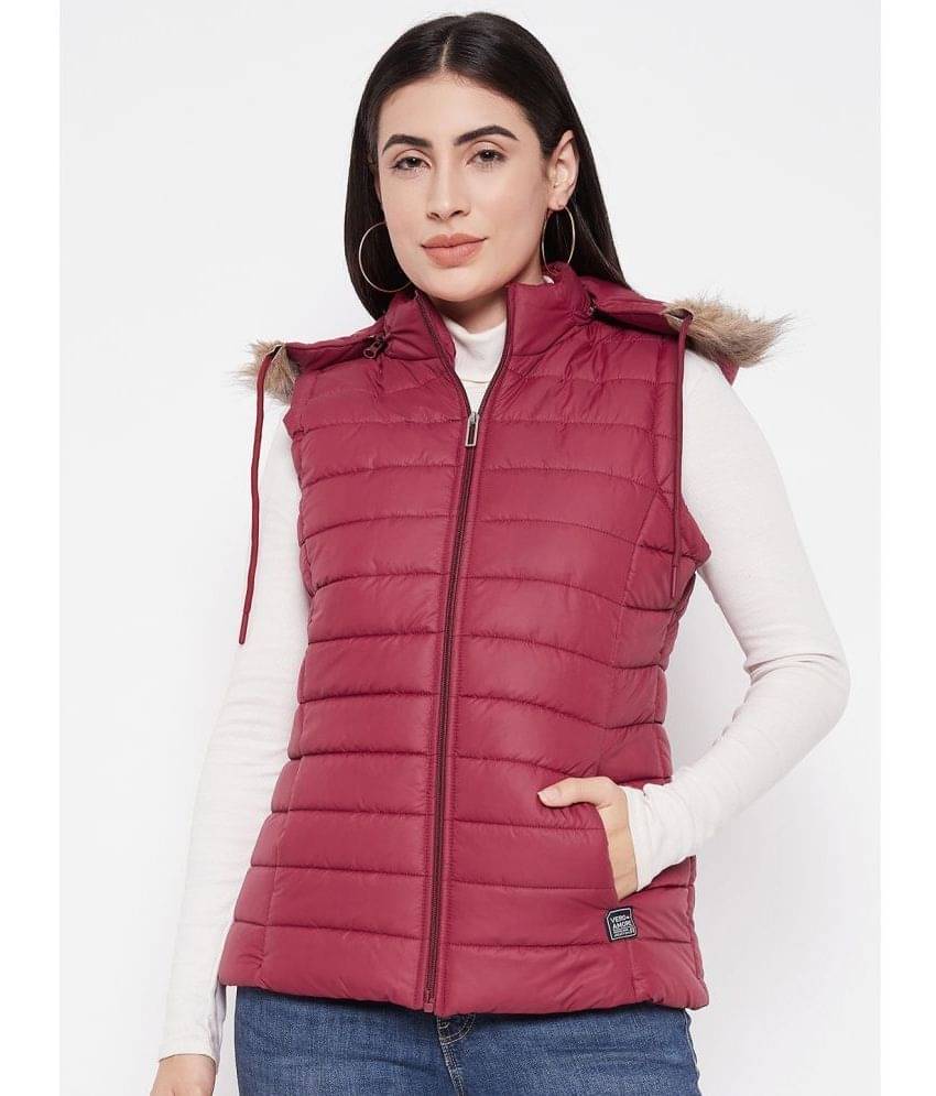 VERO AMORE - Polyester Maroon Bomber Jackets VERO AMORE - Polyester Maroon Bomber Jackets