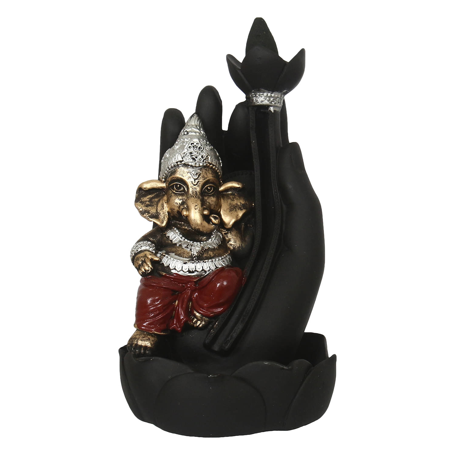 eCraftIndia Black & Gold-Toned Lord Ganesha Idol with Smoke Backflow Cone Incense Holder eCraftIndia Black & Gold-Toned Lord Ganesha Idol with Smoke Backflow Cone Incense Holder