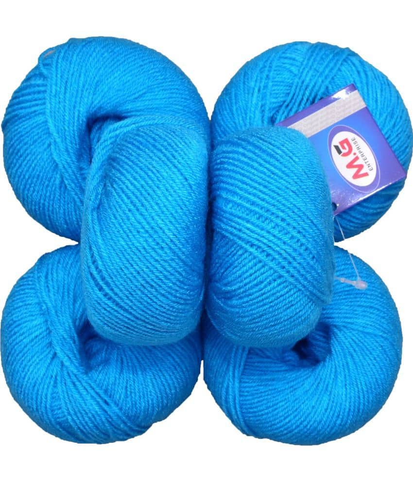 100% Acrylic Wool Azure (6 pc) Baby Soft Wool Ball Hand Knitting Wool/Art Craft Soft Fingering Crochet Hook Yarn, Needle Knitting Yarn Thread Dyed