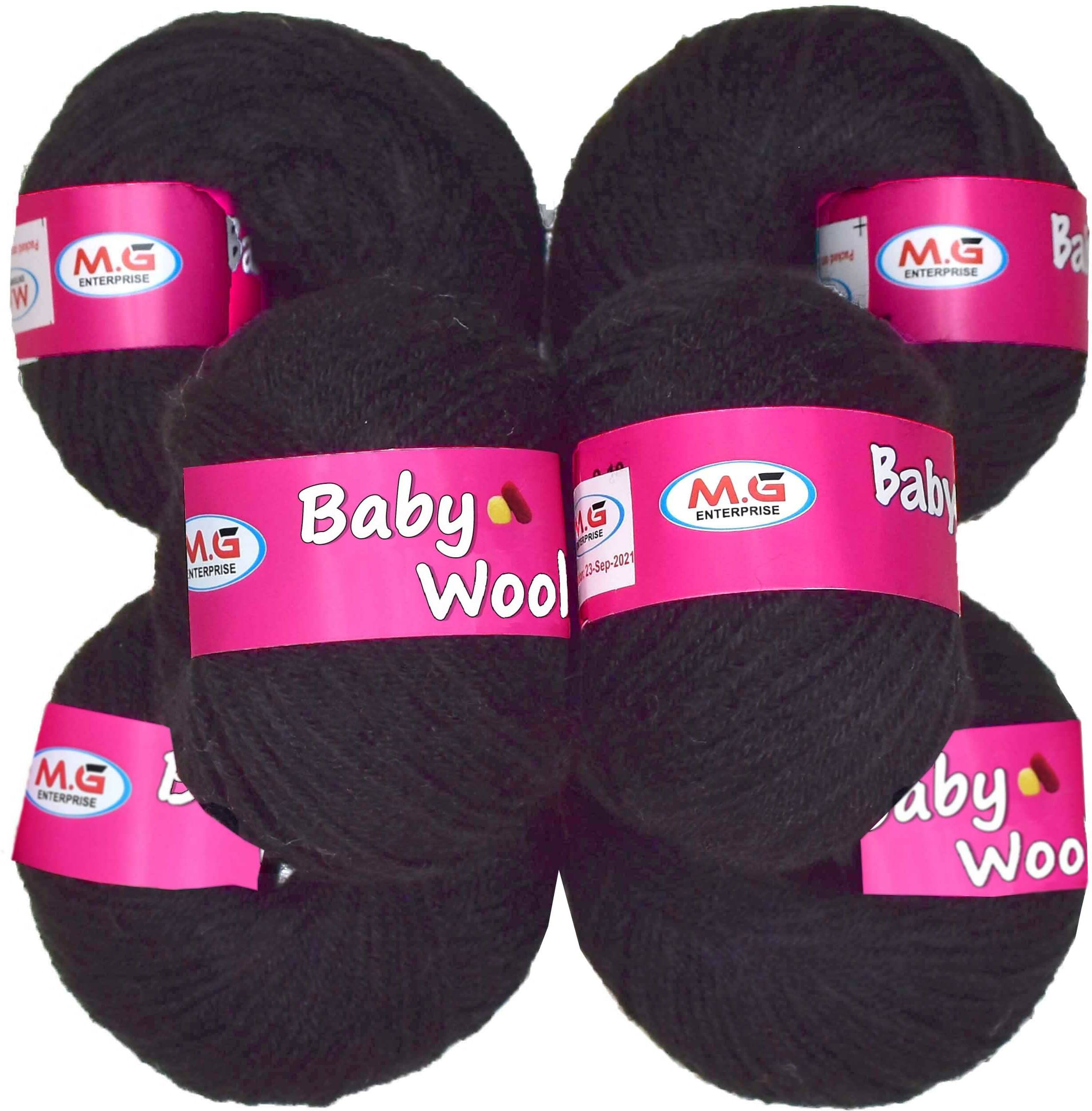     			100% Acrylic Wool  Black 12 Pc Baby Wool 4 ply Wool -EB Art-FF