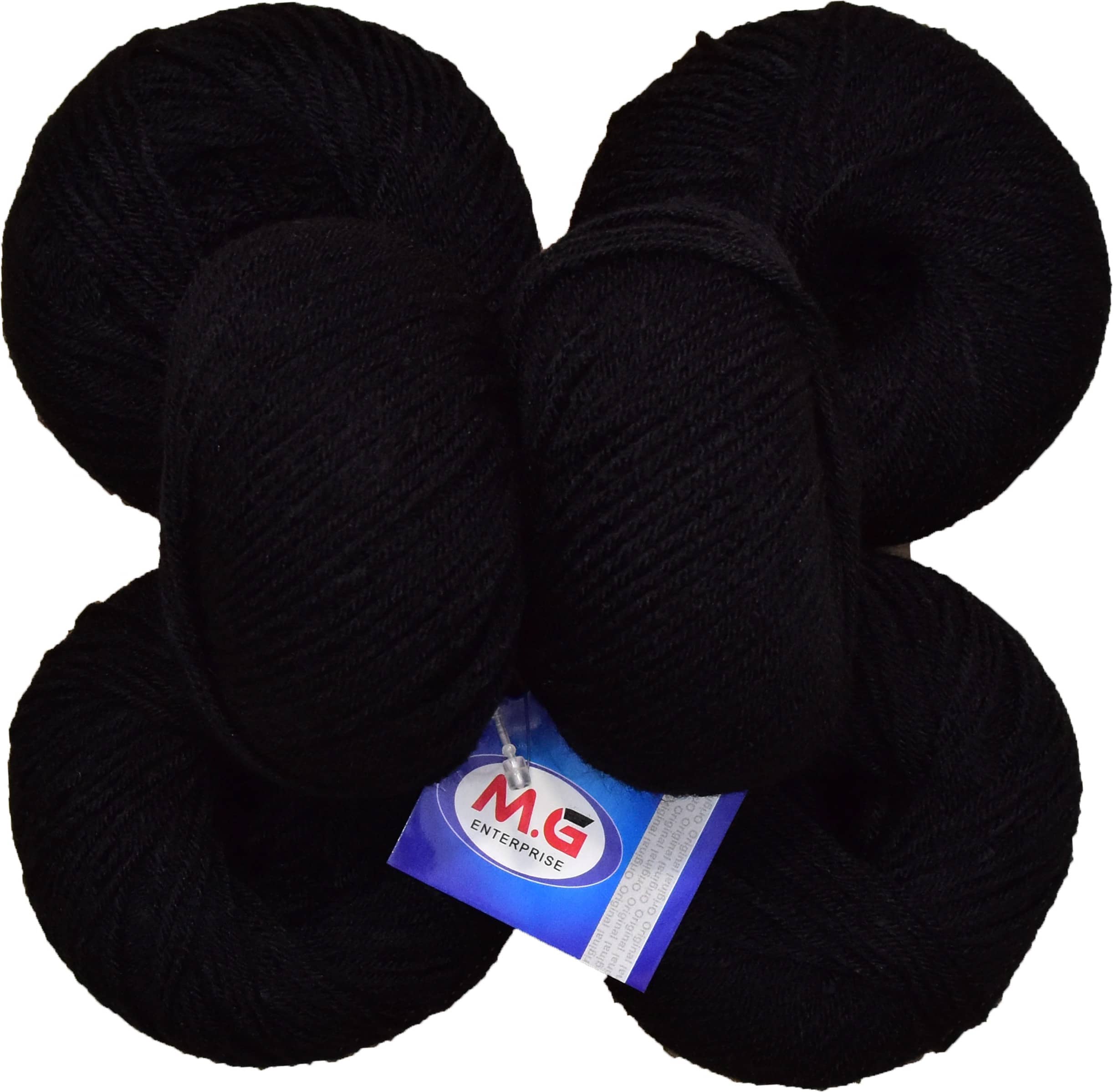 100% Acrylic Wool Black (6 pc) Baby Soft Wool Ball Hand Knitting Wool/Art Craft Soft Fingering Crochet Hook Yarn, Needle Knitting Yarn Thread Dyed