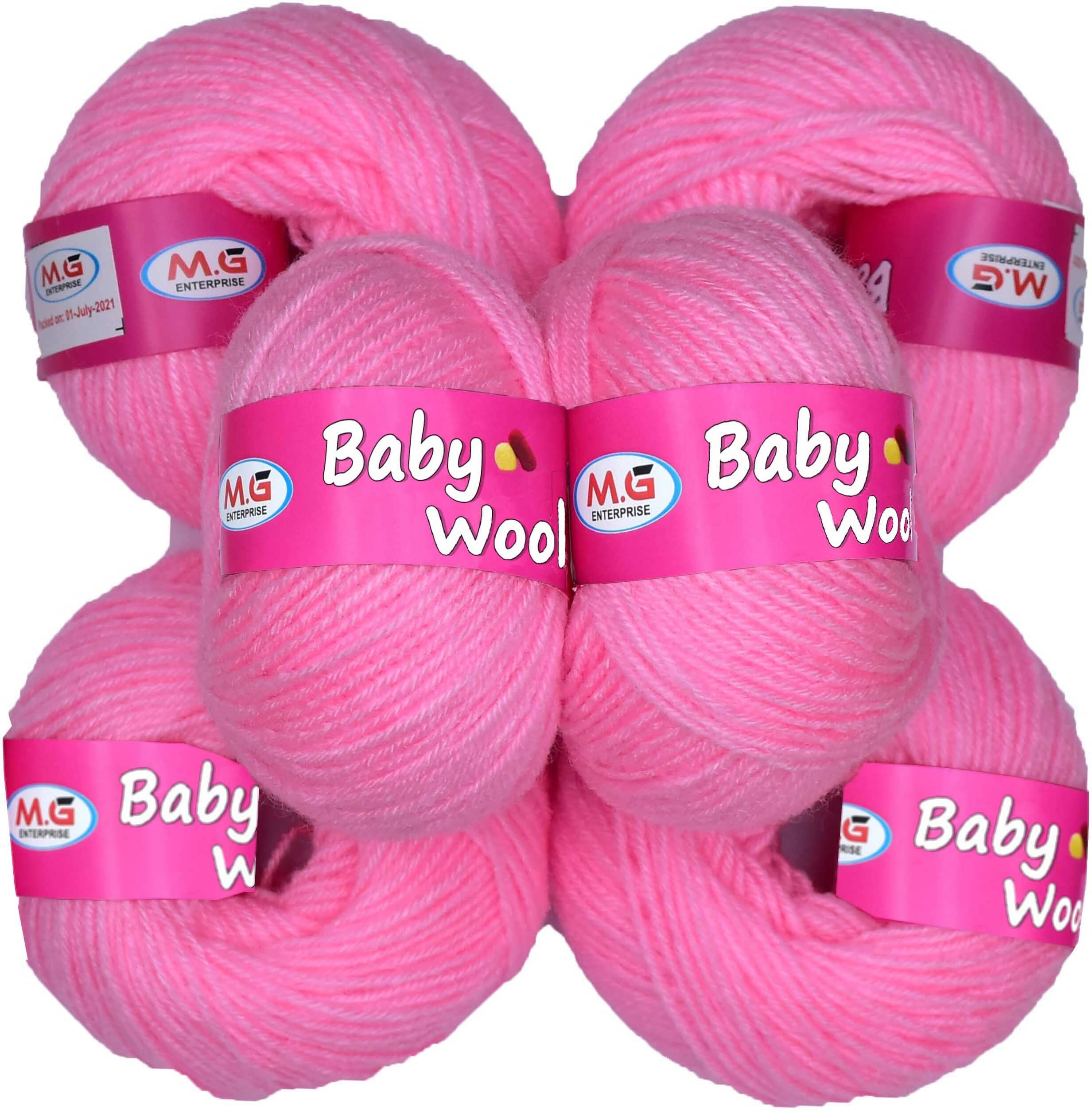 100% Acrylic Wool  Deep Pink 6 Pc Baby Wool 4 ply Wool -V Art-IE