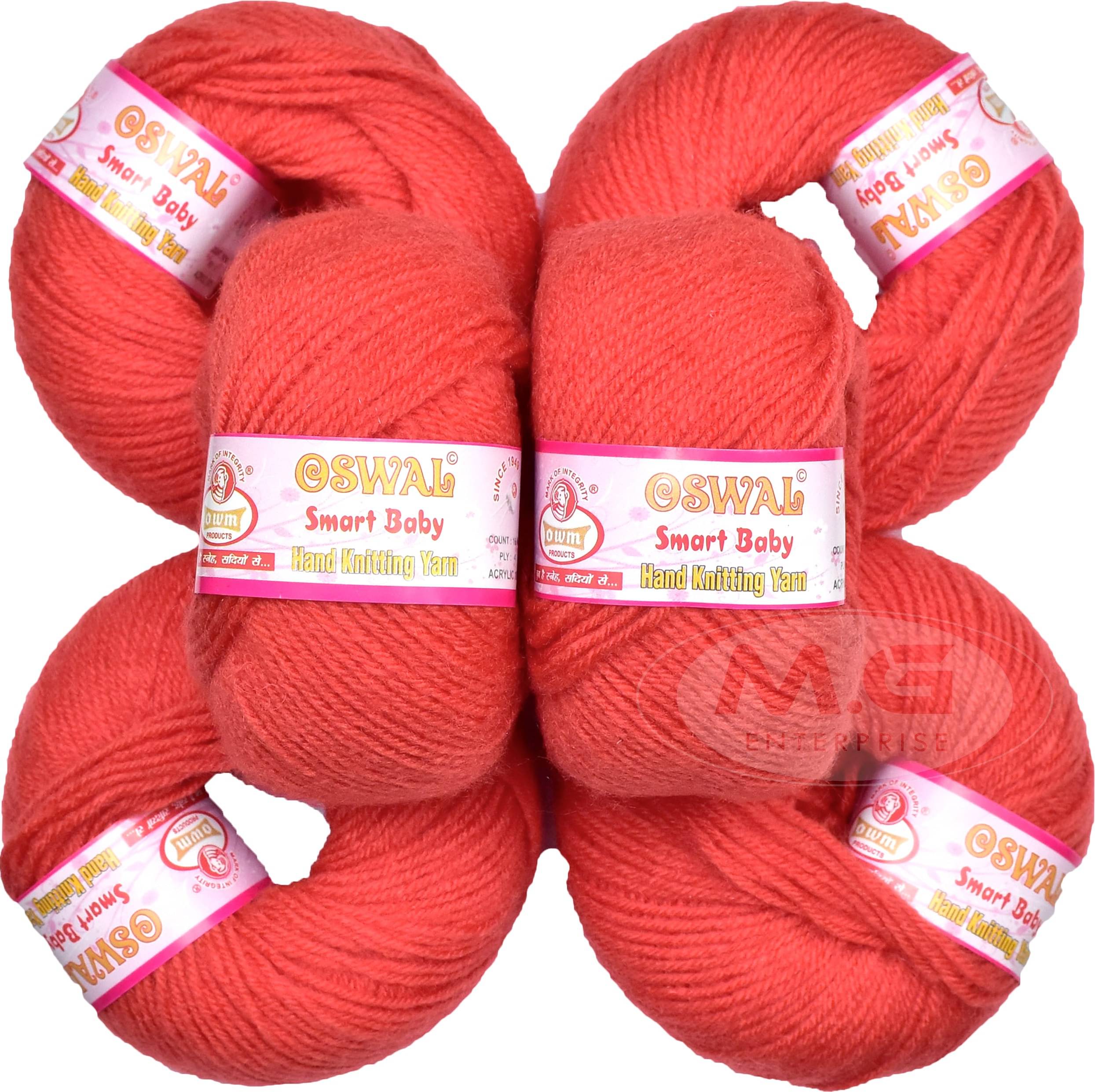     			100% Acrylic Wool Light Red (16 pc) Smart Baby 4 ply Wool Ball Hand Knitting Wool/Art Craft Soft Fingering Crochet Hook Yarn, Needle Knitting Yarn Thread Dye C DC