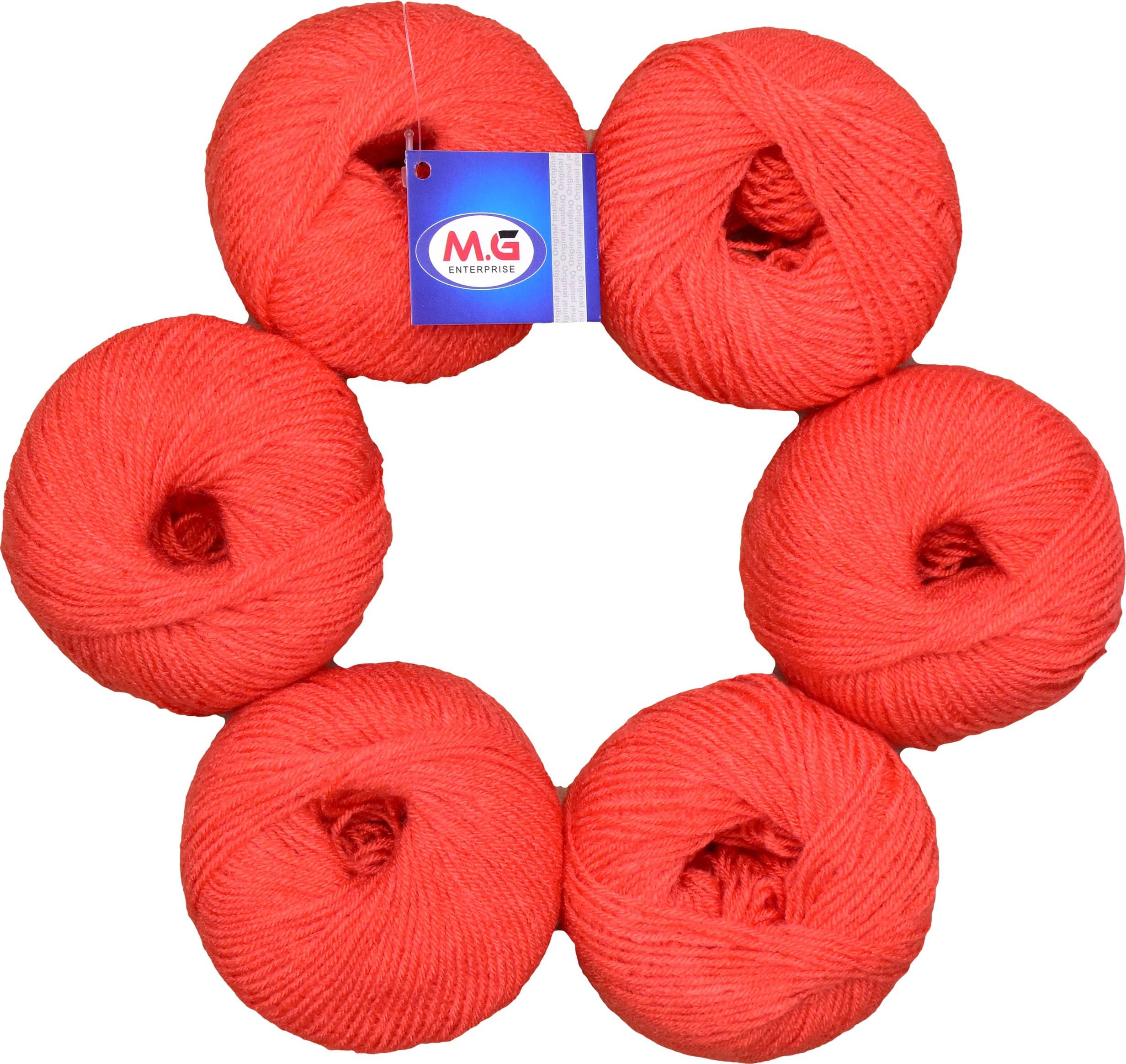     			100% Acrylic Wool Light Red (8 PC) Baby Soft Wool Ball Hand Knitting Wool/Art Craft Soft Fingering Crochet Hook Yarn, Needle Knitting Yarn Thread Dyed
