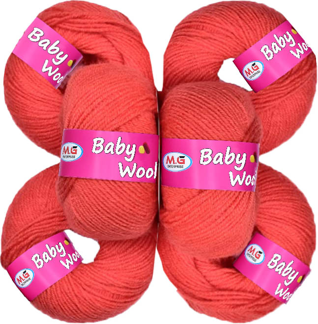     			100% Acrylic Wool  Light Red 12 Pc Baby Wool 4 ply Wool -BB Art-FE