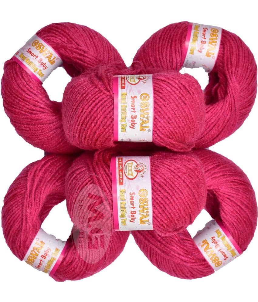 100% Acrylic Wool Magenta (6 pc) Smart Baby 4 ply Wool Ball Hand Knitting Wool/Art Craft Soft Fingering Crochet Hook Yarn, Needle Knitting Yarn Thread Dye D EC
