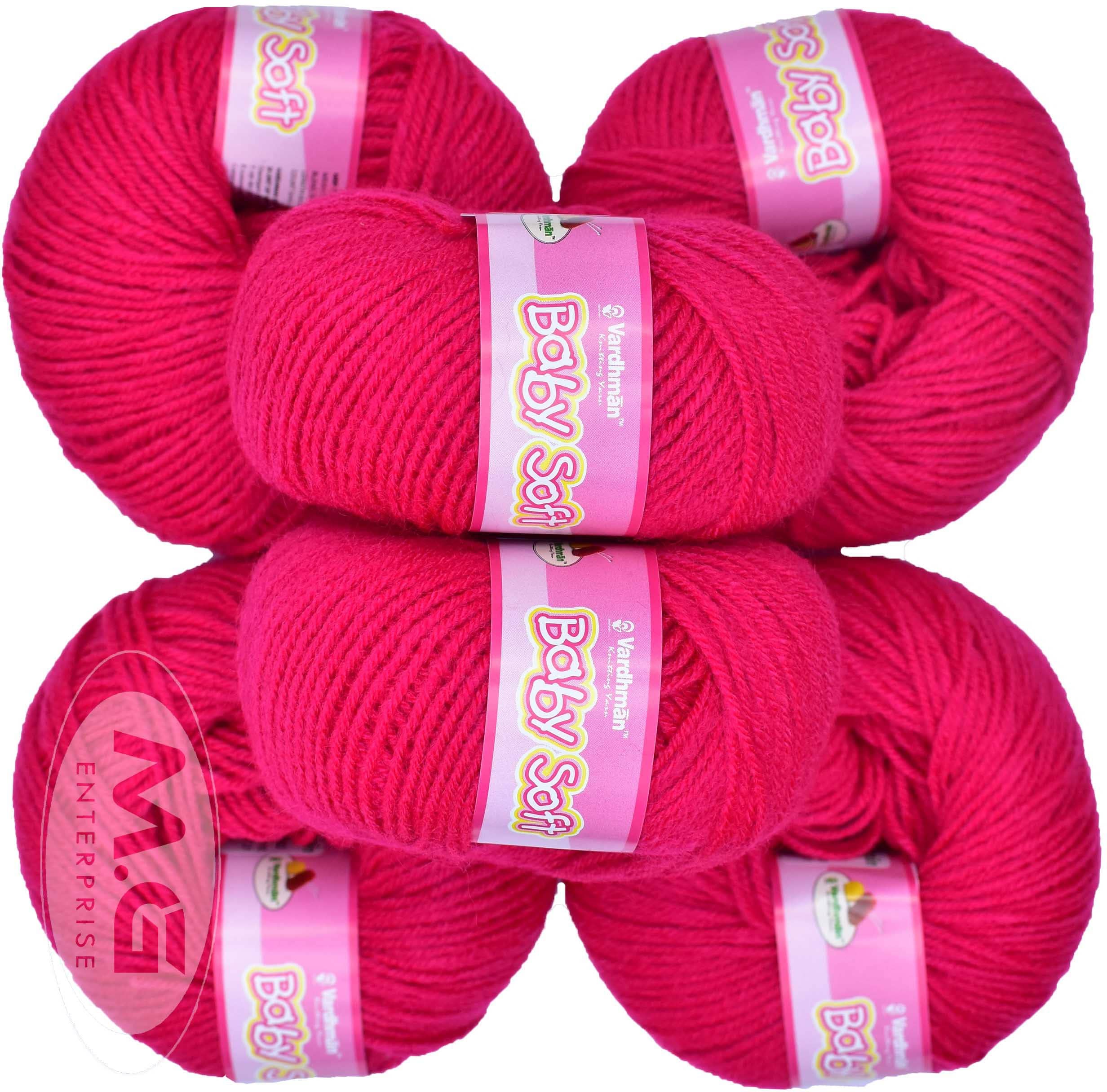100% Acrylic Wool Magenta (Pack of 6) Baby Soft Wool Ball Hand knitting wool / Art Craft soft fingering crochet hook yarn, needle knitting yarn thread dyed â€¦ - O PJ