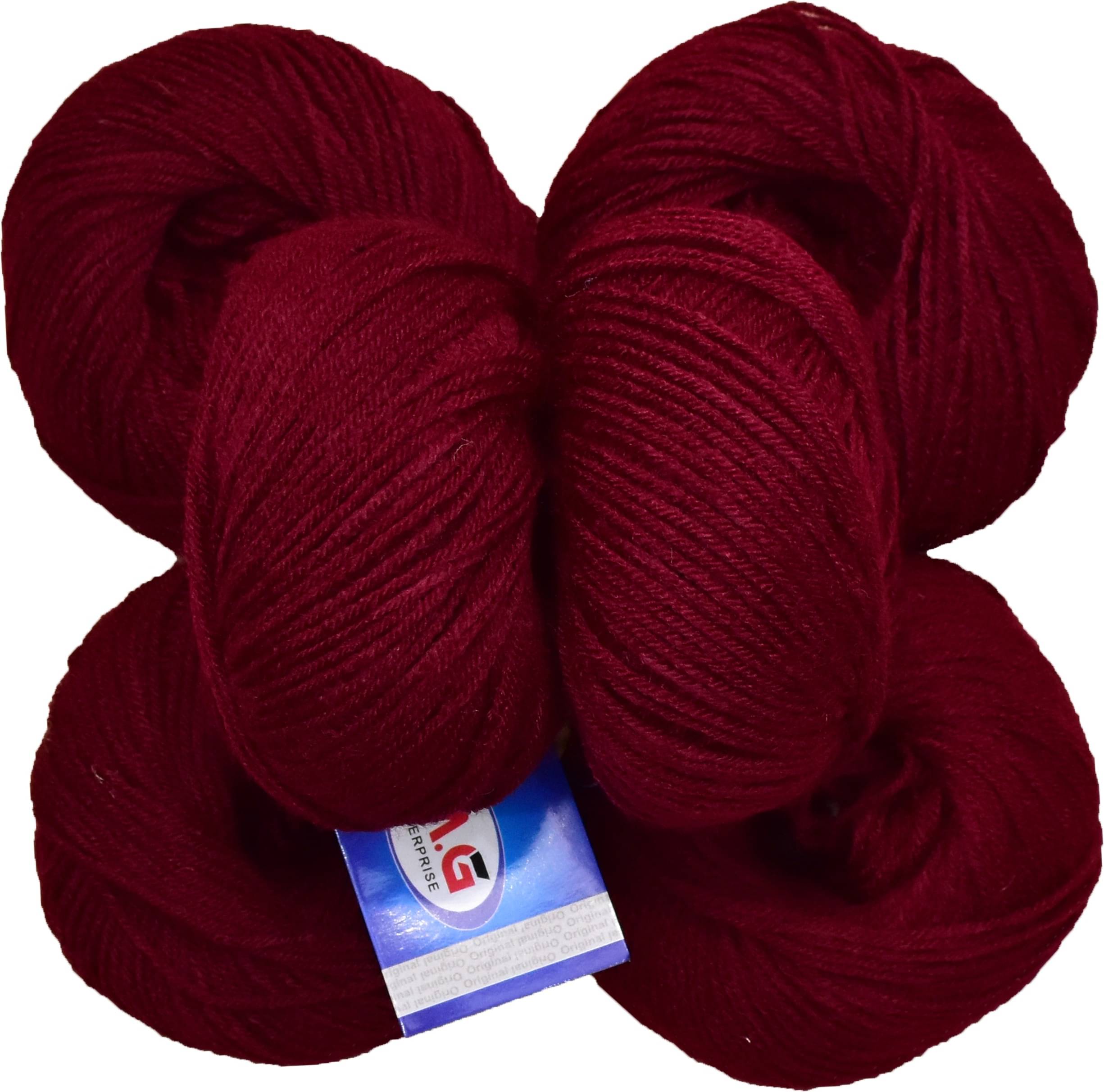     			100% Acrylic Wool Mehroon (6 pc) Baby Soft Wool Ball Hand Knitting Wool/Art Craft Soft Fingering Crochet Hook Yarn, Needle Knitting Yarn Thread Dyed