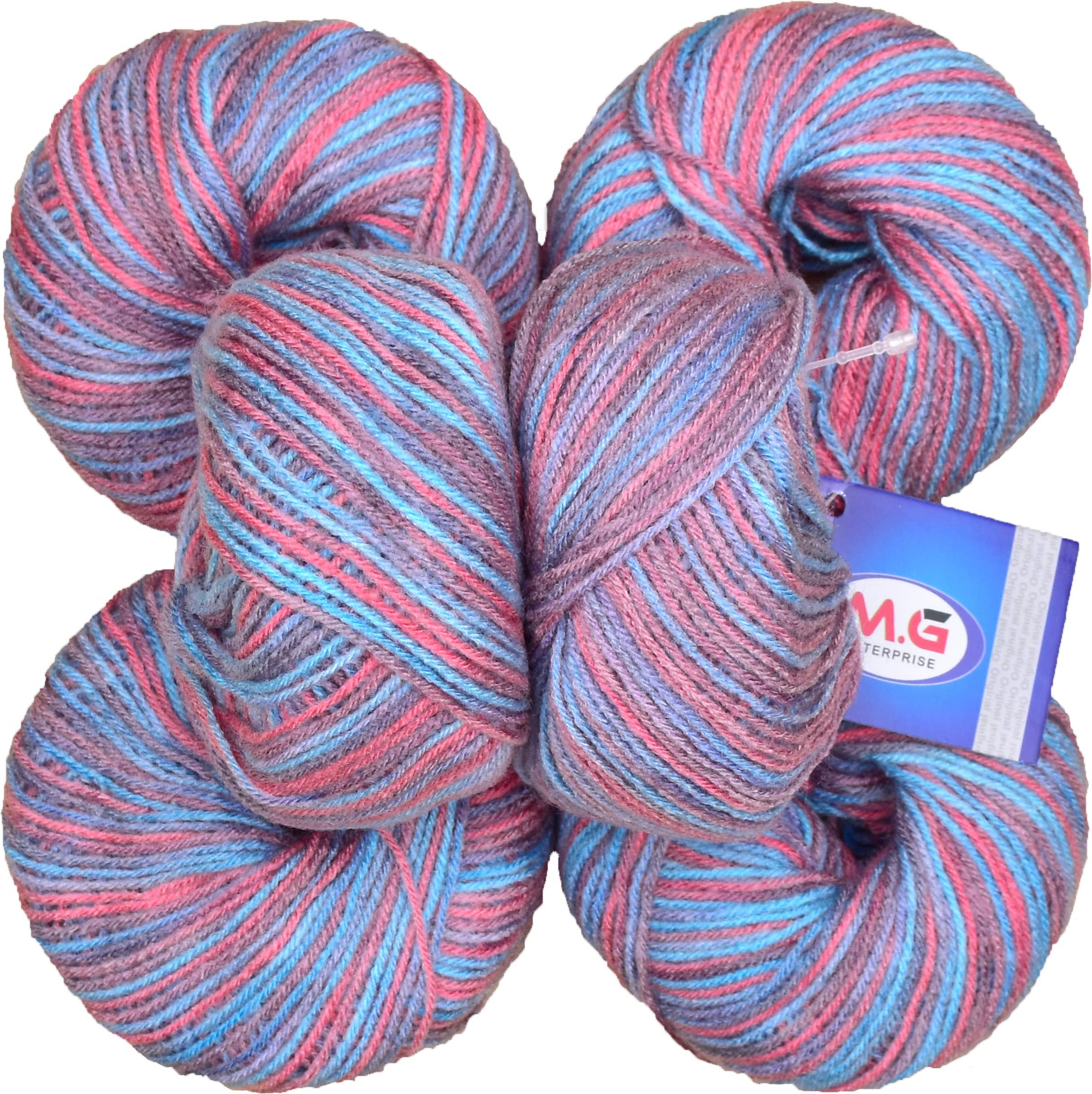100% Acrylic Wool Multi Opal (6 pc) Baby Soft Wool Ball Hand Knitting Wool/Art Craft Soft Fingering Crochet Hook Yarn, Needle Knitting Yarn Thread Dyed