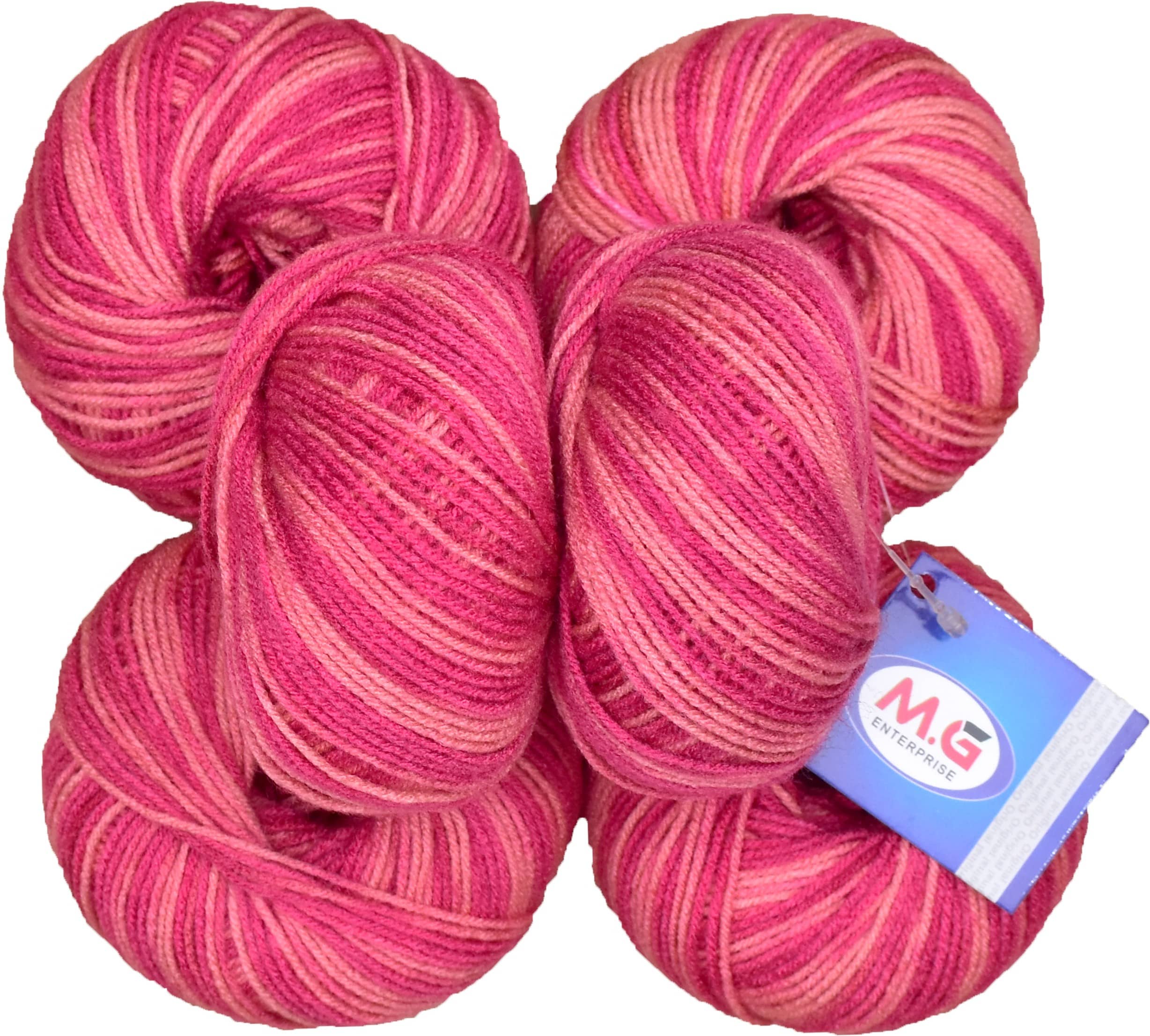 100% Acrylic Wool Multi Strawberry (6 pc) Baby Soft Wool Ball Hand Knitting Wool/Art Craft Soft Fingering Crochet Hook Yarn, Needle Knitting Yarn Thread Dyed
