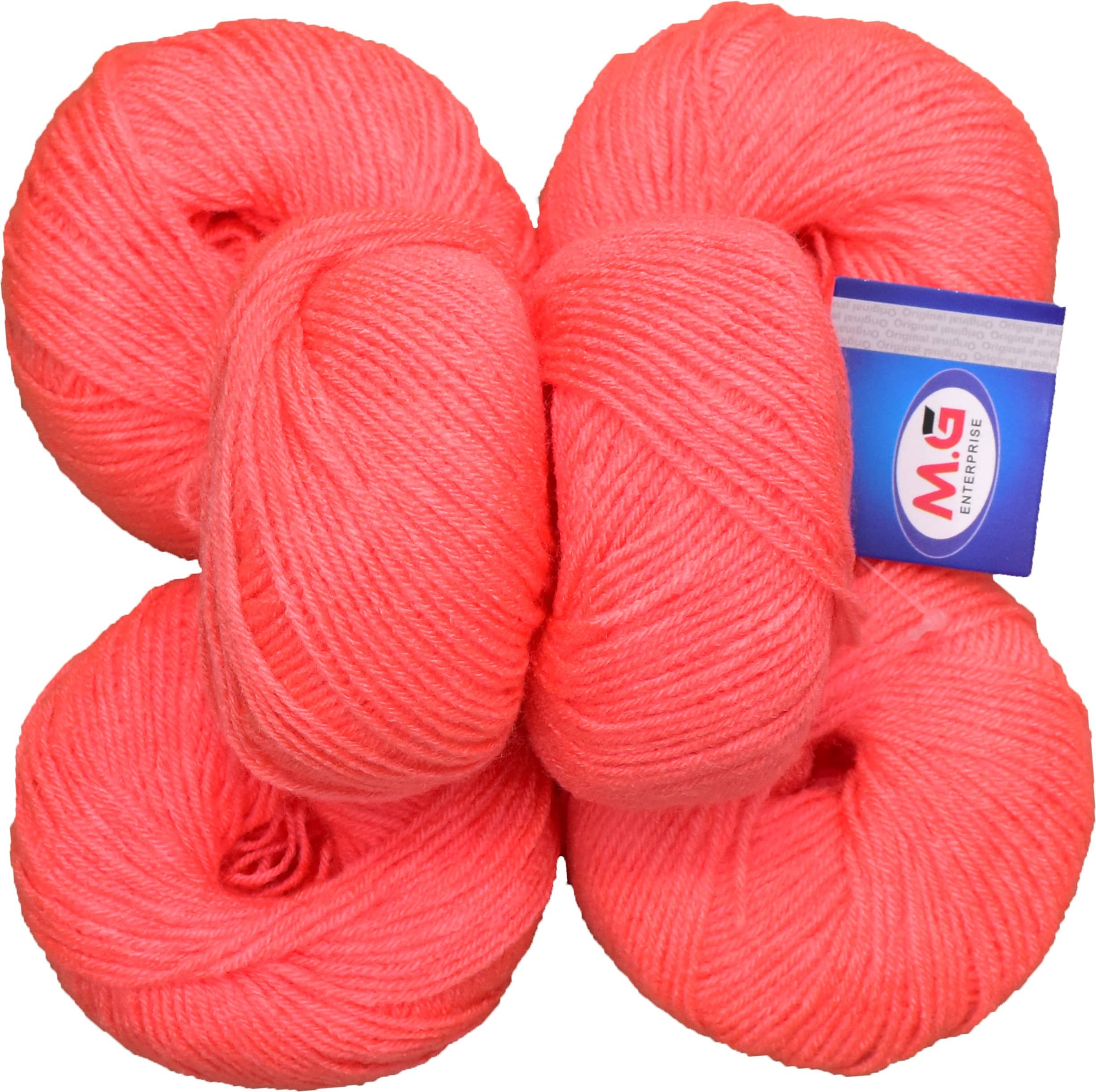 100% Acrylic Wool Peach (6 pc) Baby Soft Wool Ball Hand Knitting Wool/Art Craft Soft Fingering Crochet Hook Yarn, Needle Knitting Yarn Thread Dyed
