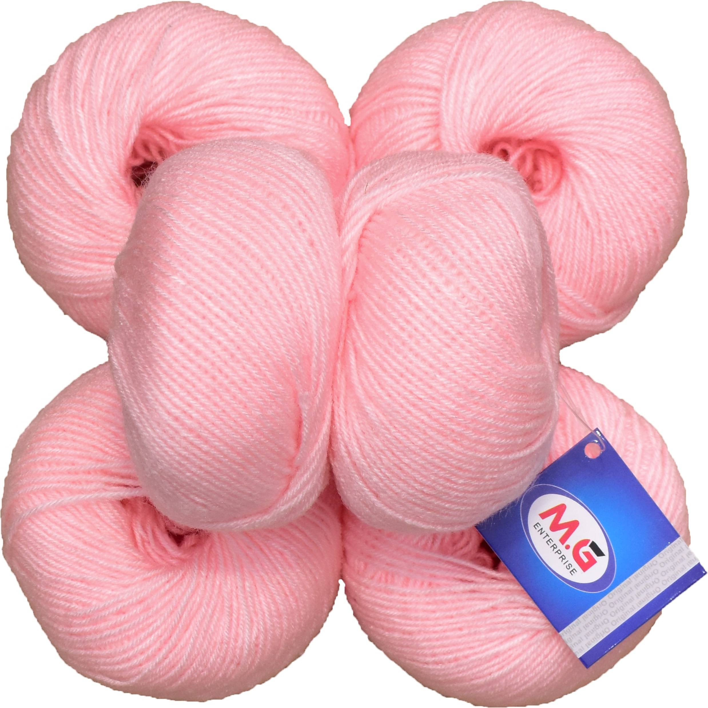     			100% Acrylic Wool Pink (6 pc) Baby Soft Wool Ball Hand Knitting Wool/Art Craft Soft Fingering Crochet Hook Yarn, Needle Knitting Yarn Thread Dyed