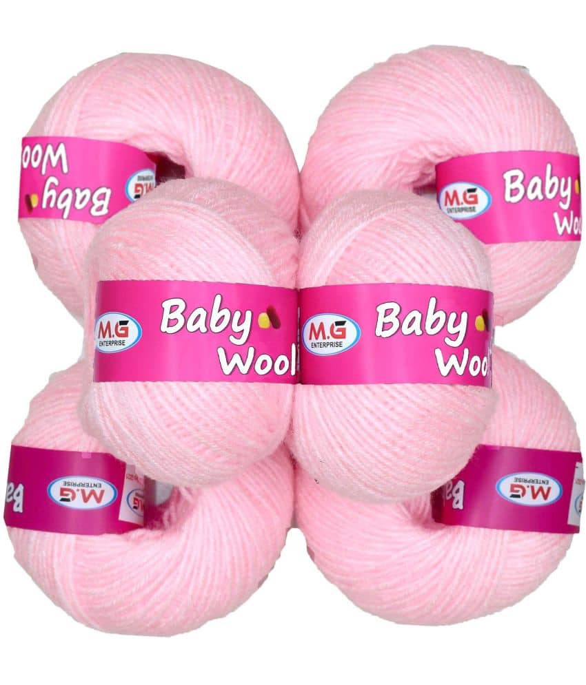 100% Acrylic Wool  Pink 6 Pc Baby Wool 4 ply Wool -LB Art-HA