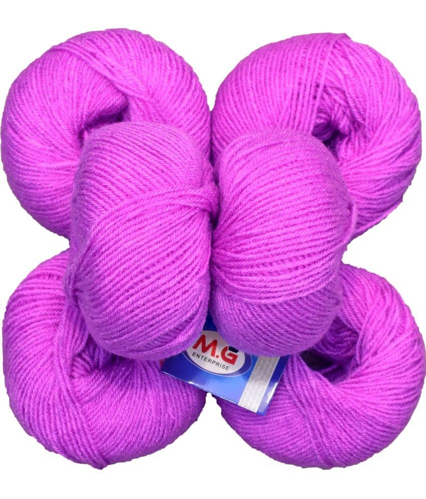 100% Acrylic Wool Purple (6 pc) Baby Soft Wool Ball Hand Knitting Wool/Art Craft Soft Fingering Crochet Hook Yarn, Needle Knitting Yarn Thread Dyed