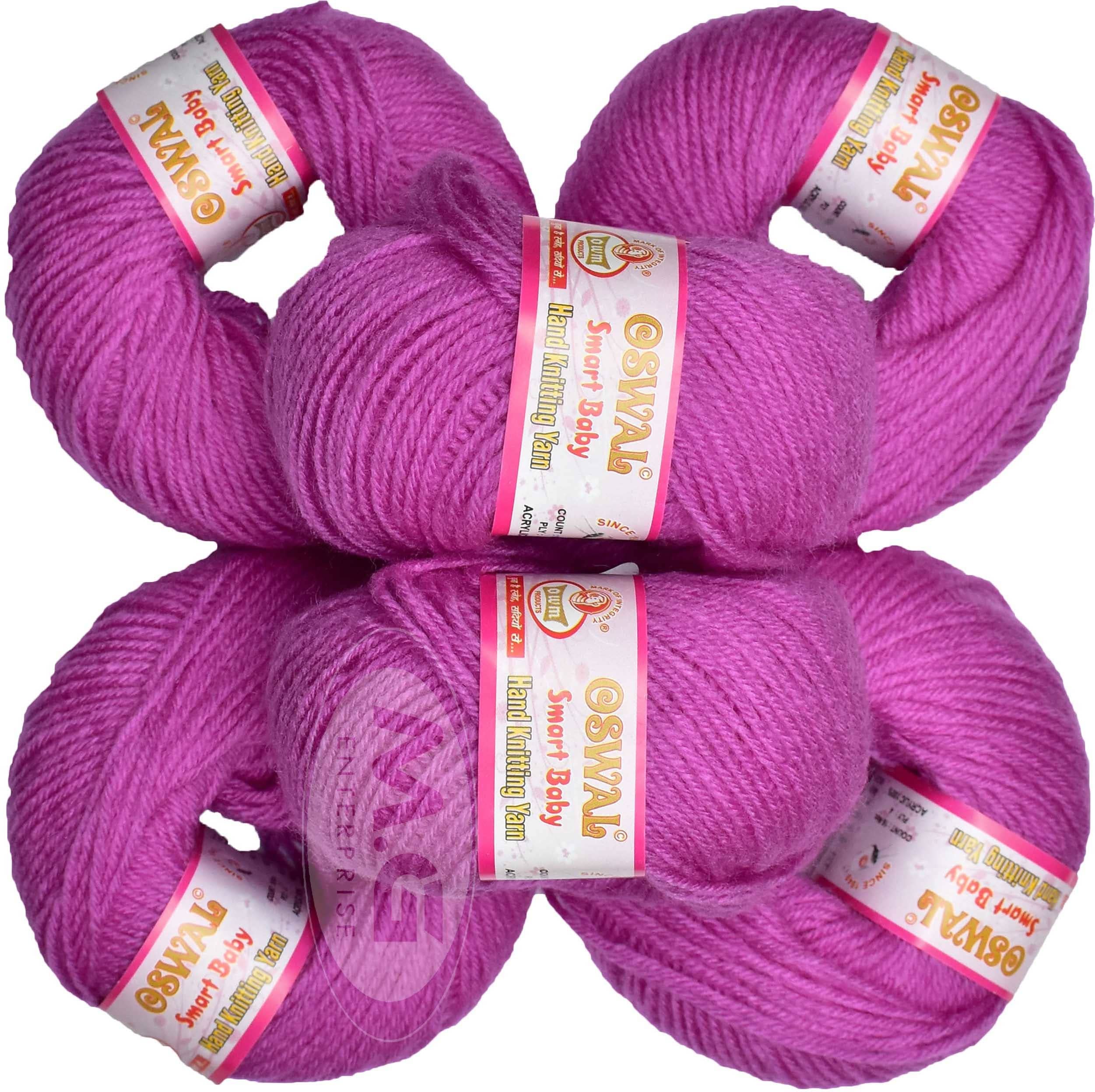 100% Acrylic Wool Purple (6 pc) Smart Baby 4 ply Wool Ball Hand Knitting Wool/Art Craft Soft Fingering Crochet Hook Yarn, Needle Knitting Yarn Thread Dyed