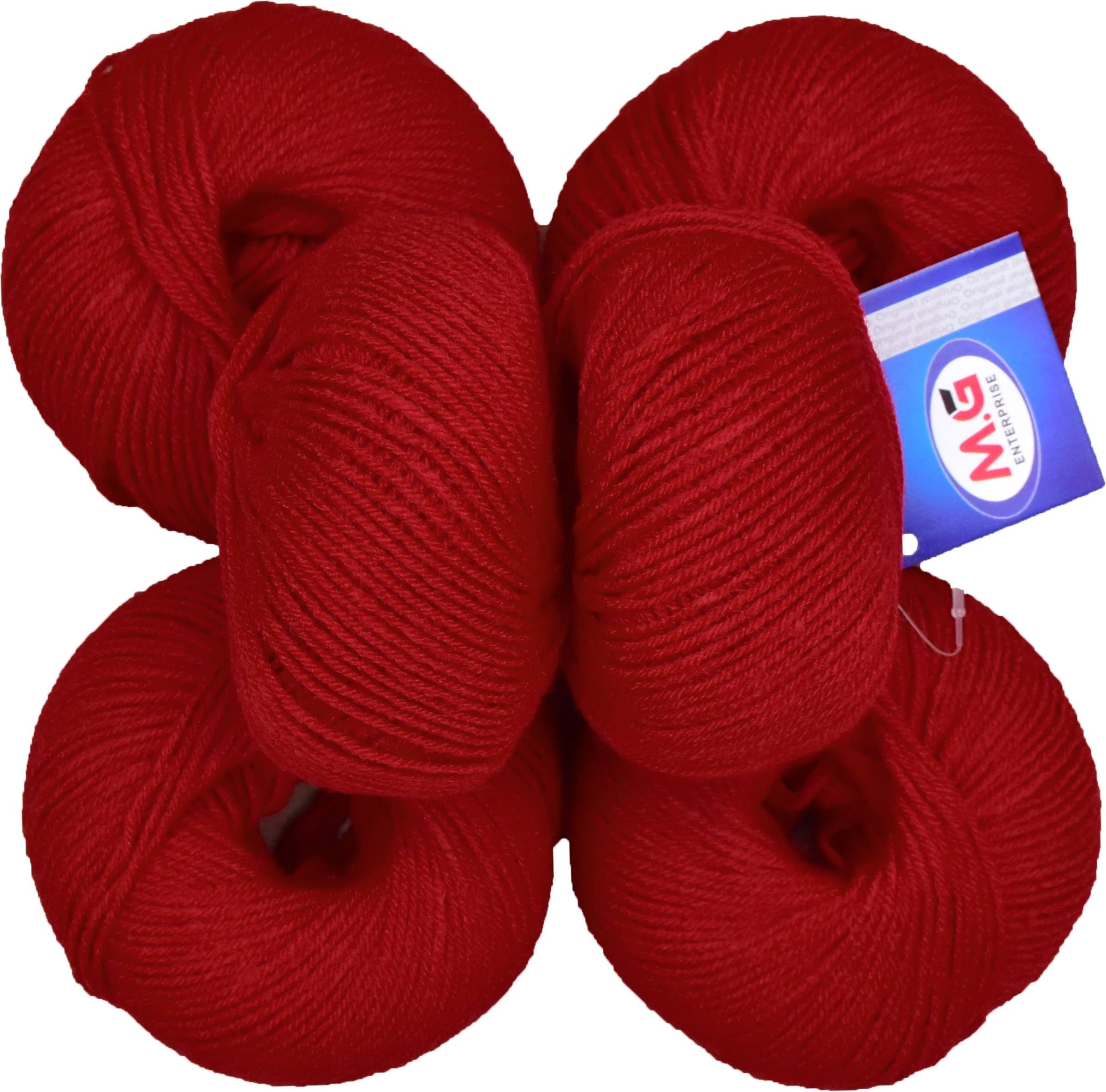     			100% Acrylic Wool Red (6 pc) Baby Soft Wool Ball Hand Knitting Wool/Art Craft Soft Fingering Crochet Hook Yarn, Needle Knitting Yarn Thread Dyed