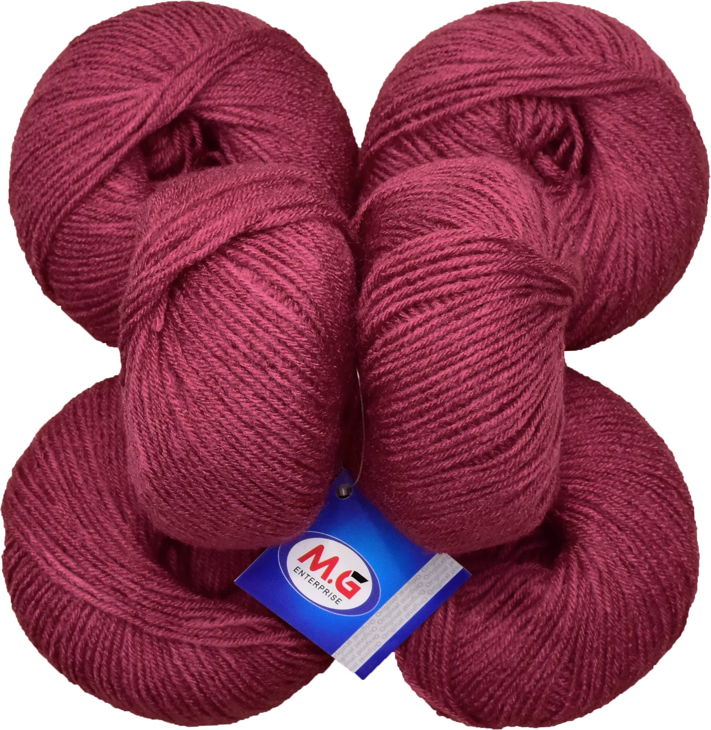100% Acrylic Wool Rosewood (6 pc) Baby Soft Wool Ball Hand Knitting Wool/Art Craft Soft Fingering Crochet Hook Yarn, Needle Knitting Yarn Thread Dyed