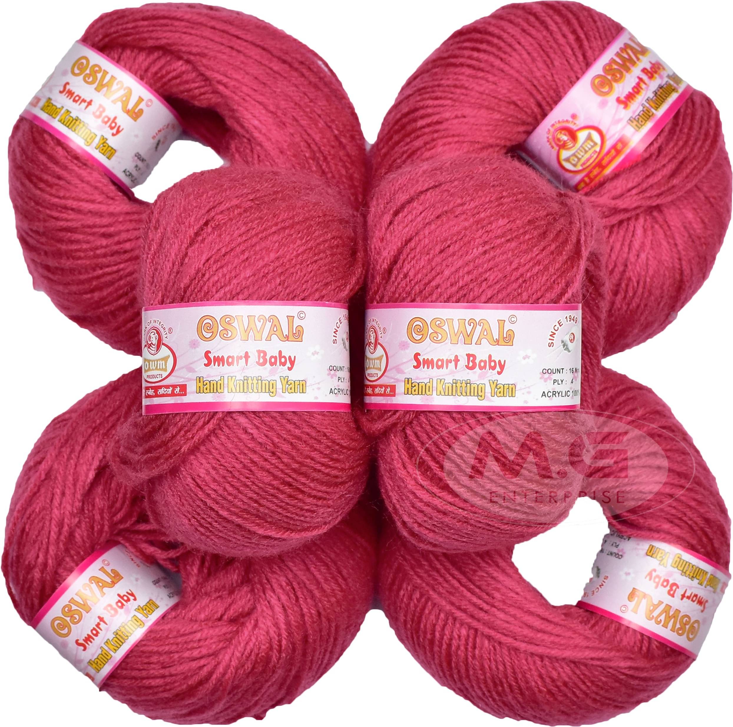     			100% Acrylic Wool Rosy (12 pc) Smart Baby 4 ply Wool Ball Hand Knitting Wool/Art Craft Soft Fingering Crochet Hook Yarn, Needle Knitting Yarn Thread Dyed