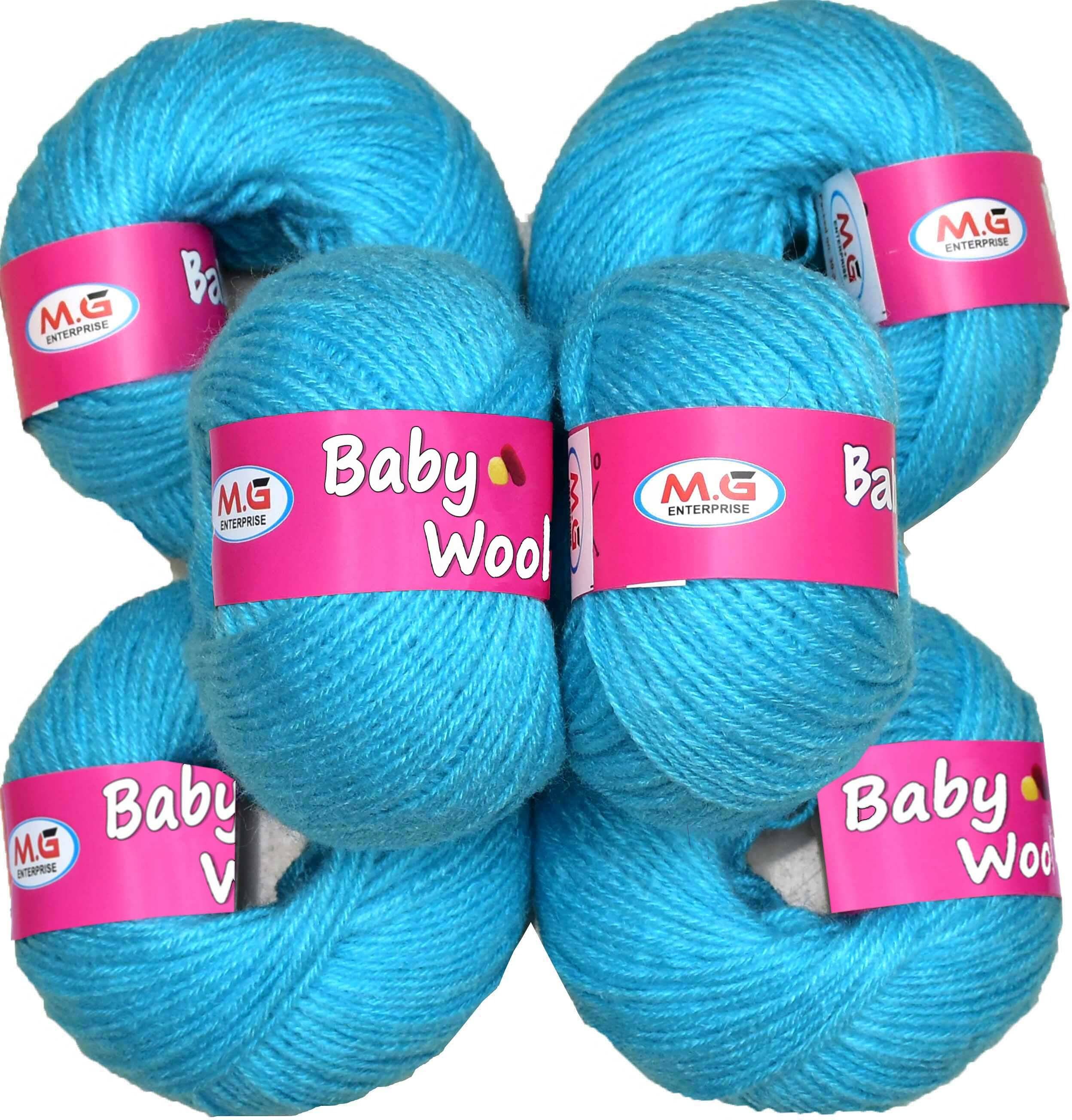     			100% Acrylic Wool  Sky Blue 6 Pc Baby Wool 4 ply Wool -CA Art-HJ