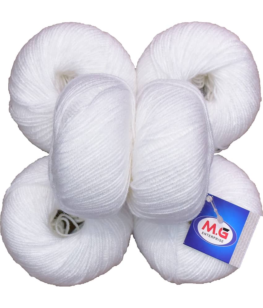 100% Acrylic Wool White (6 pc) Baby Soft Wool Ball Hand Knitting Wool/Art Craft Soft Fingering Crochet Hook Yarn, Needle Knitting Yarn Thread Dyed - Stationery | Buy online on ZillyBuy