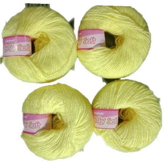     			Baby Soft Wool Hand Knitting Crochet (Light Yellow, 200gms, 8 Pcs)