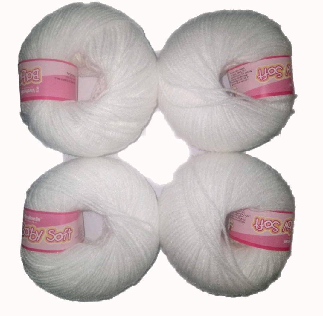     			Baby Soft Wool Hand Knitting Soft Fingering Crochet White 10 pcs (250gms) Yarn
