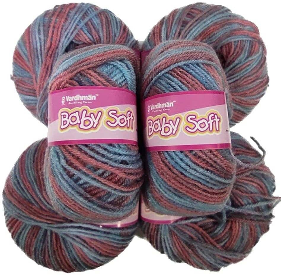 Baby Soft Wool Hand Knitting Fingering Crochet Hook Yarn (Multi Rowan) (Multi, 6)