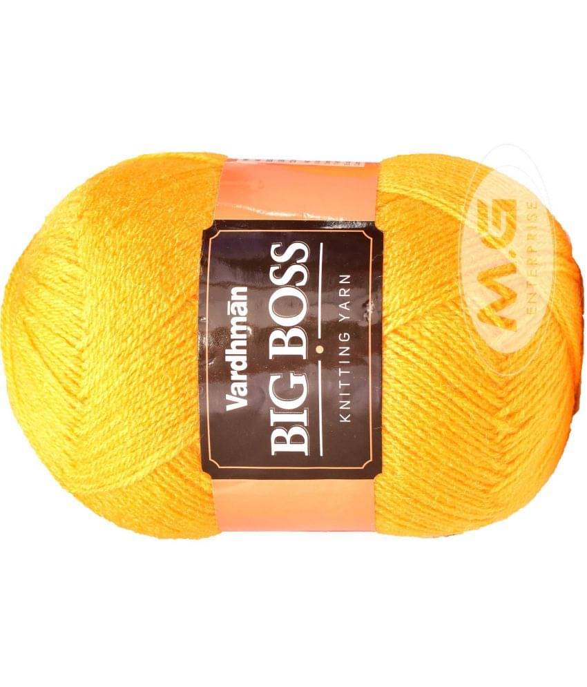     			Bigboss Yellow (600 gm)  Wool Ball Hand knitting wool / Art Craft soft fingering crochet hook yarn, needle knitting yarn thread dyed- Q RK