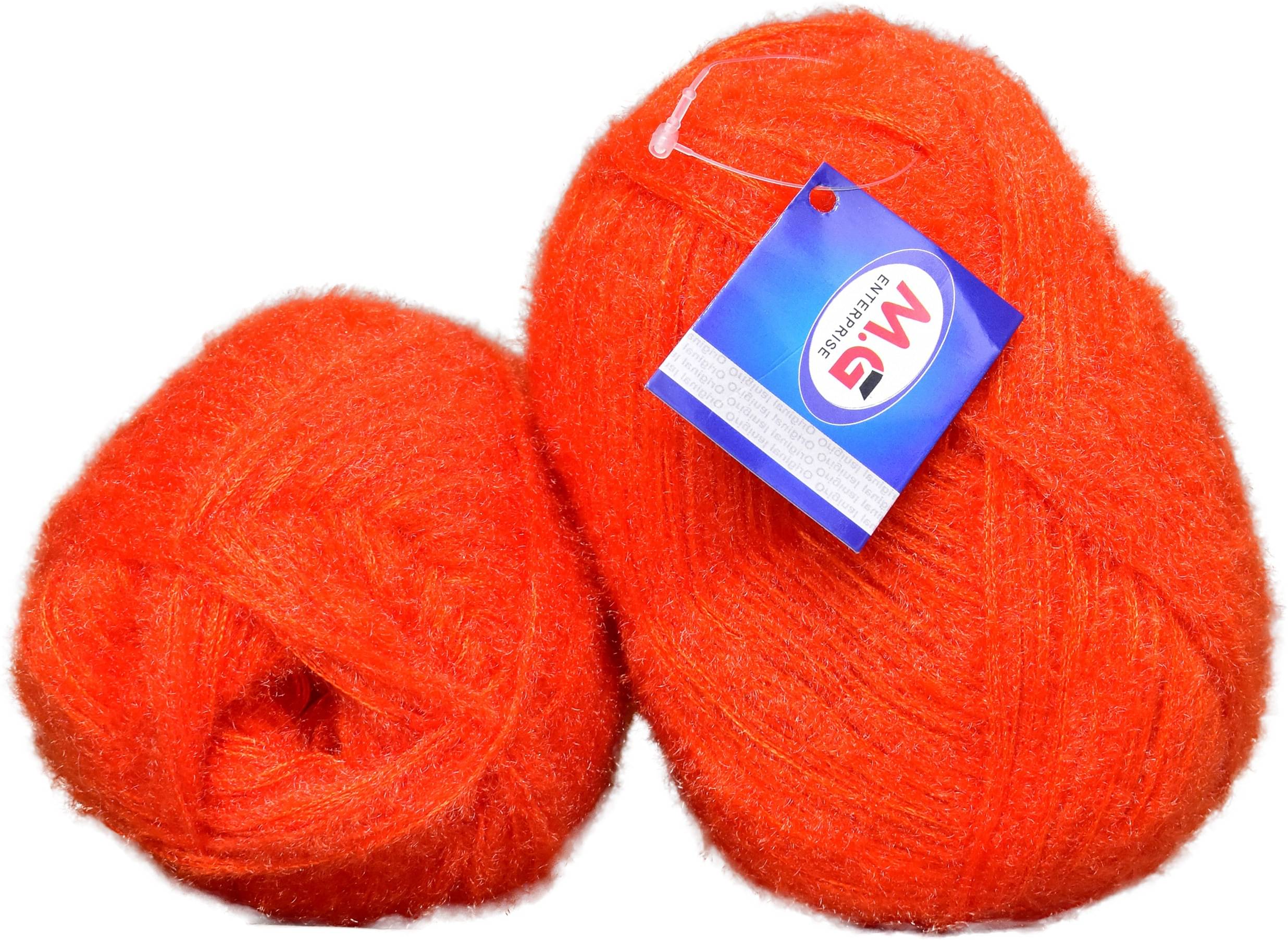    			Feather Orange (400 gm)  Wool Ball 100 gm each 400 gm total Hand knitting wool / Art Craft soft fingering crochet hook yarn, needle knitting yarn thread dyed