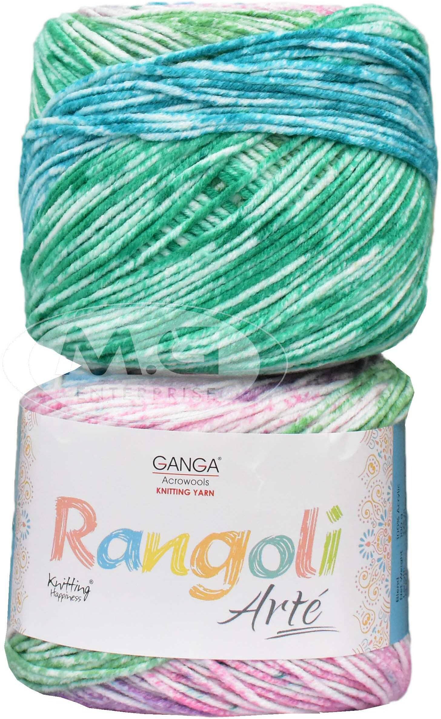     			GAN GA Rangoli Arte  Multi Teal 600 gmsWool Ball Hand knitting wool O Art-AEHE