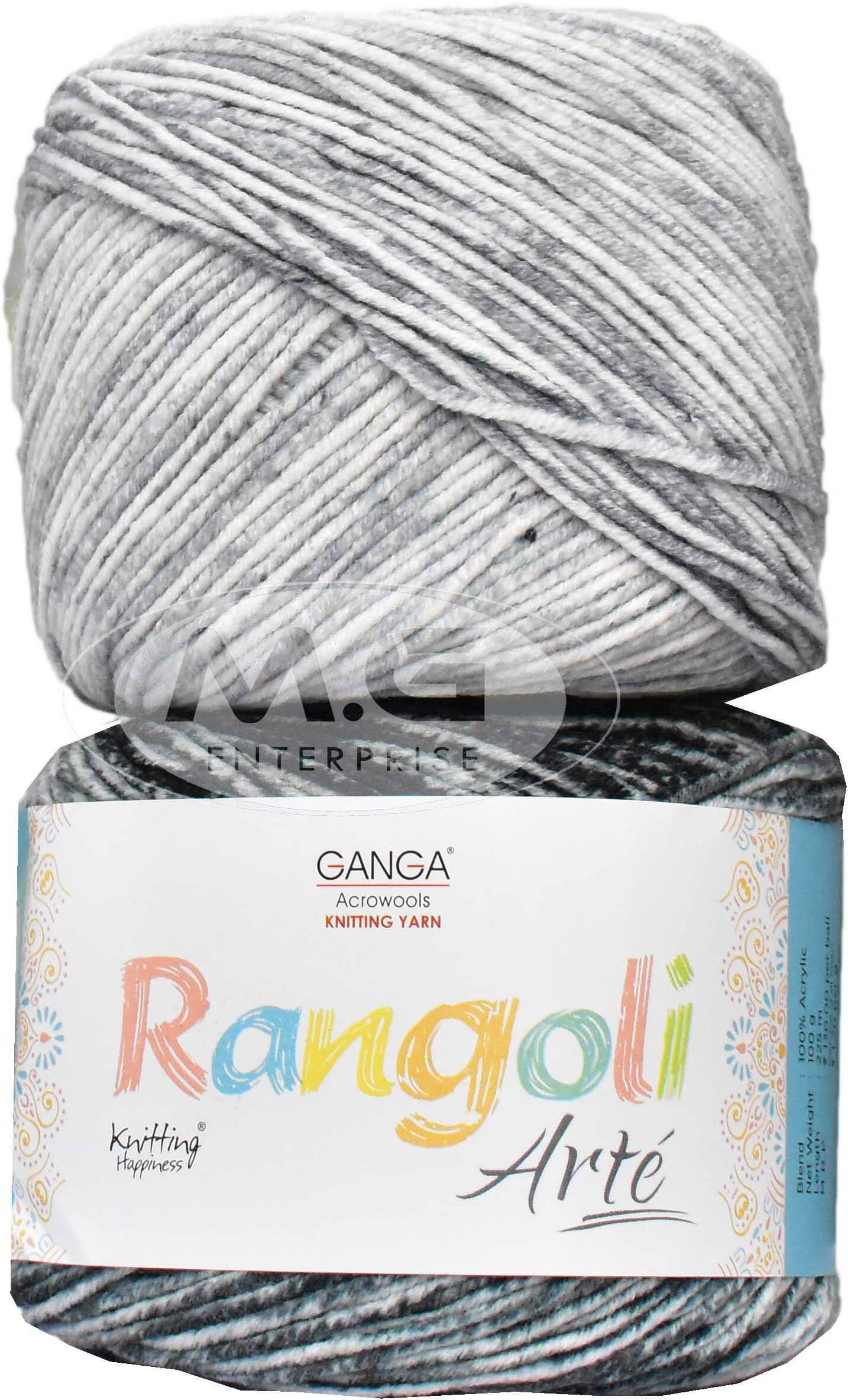     			GAN GA Rangoli Arte  Multi Grey 600 gmsWool Ball Hand knitting wool R Art-AEHH