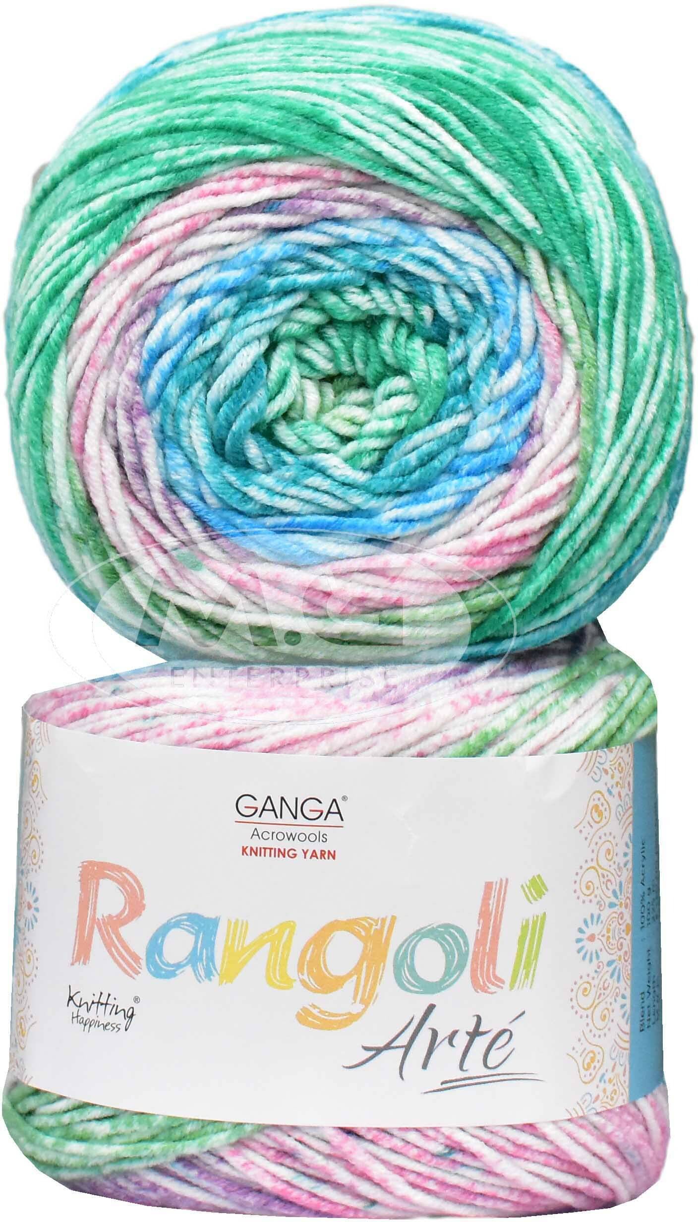     			GAN GA Rangoli Arte  Multi Teal 400 gmsWool Ball Hand knitting wool O Art-AEHE