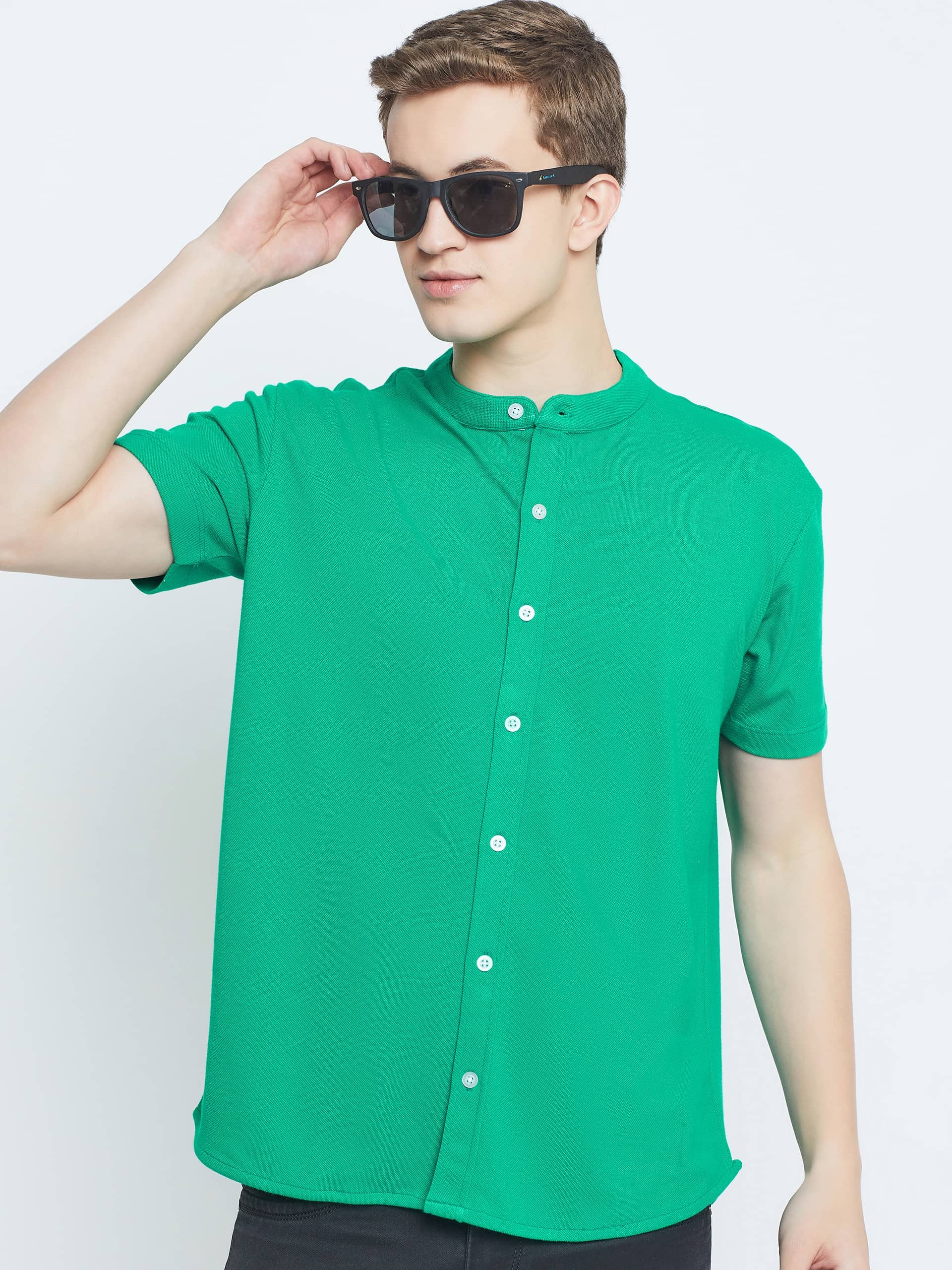 GET GOLF Cotton Blend Regular Fit Solids Half Sleeves Men's Casual Shirt - Sea Green ( Pack of 1 )