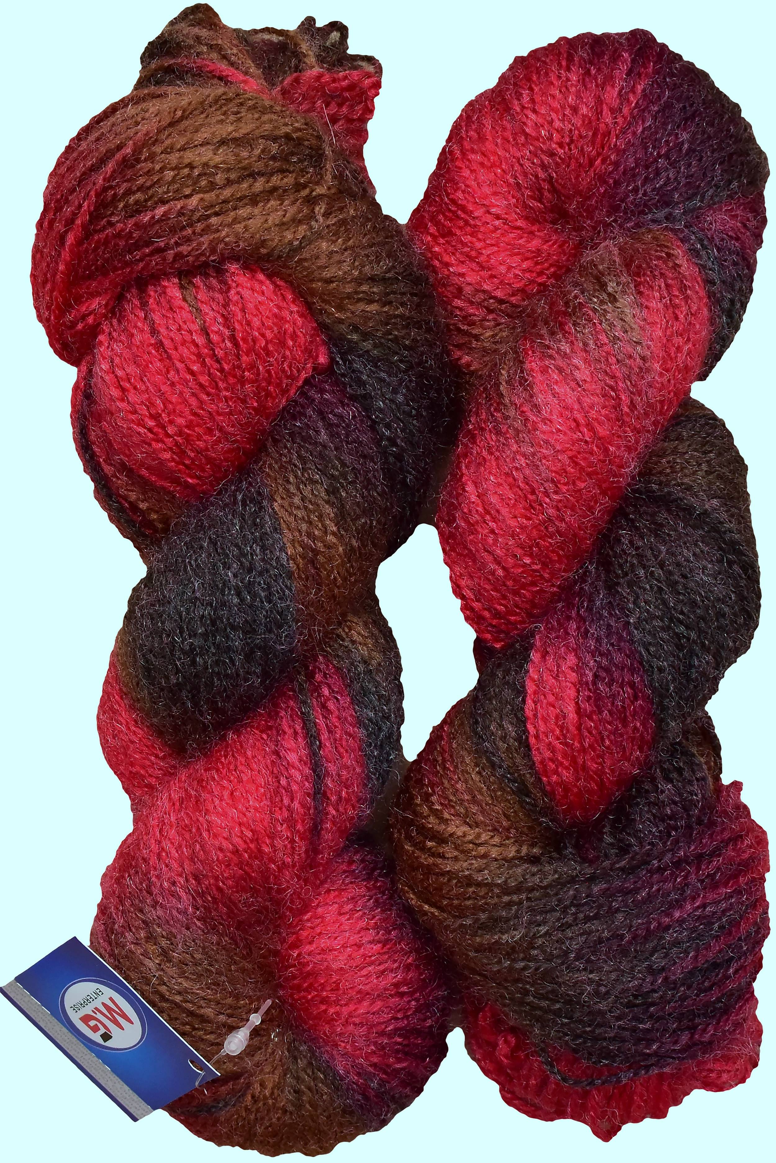     			Glow Red Black (200 gm)  Wool Hank Hand knitting wool / Art Craft soft fingering crochet hook yarn, needle knitting yarn thread dyed.
