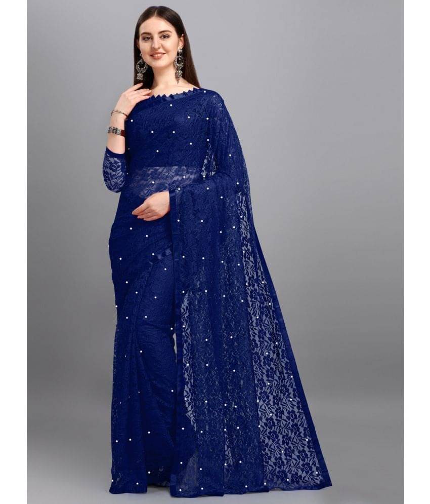 Indy Bliss Net Self Design Saree With Unstitched Blouse Piece ( Navy Blue ) Indy Bliss Net Self Design Saree With Unstitched Blouse Piece ( Navy Blue )