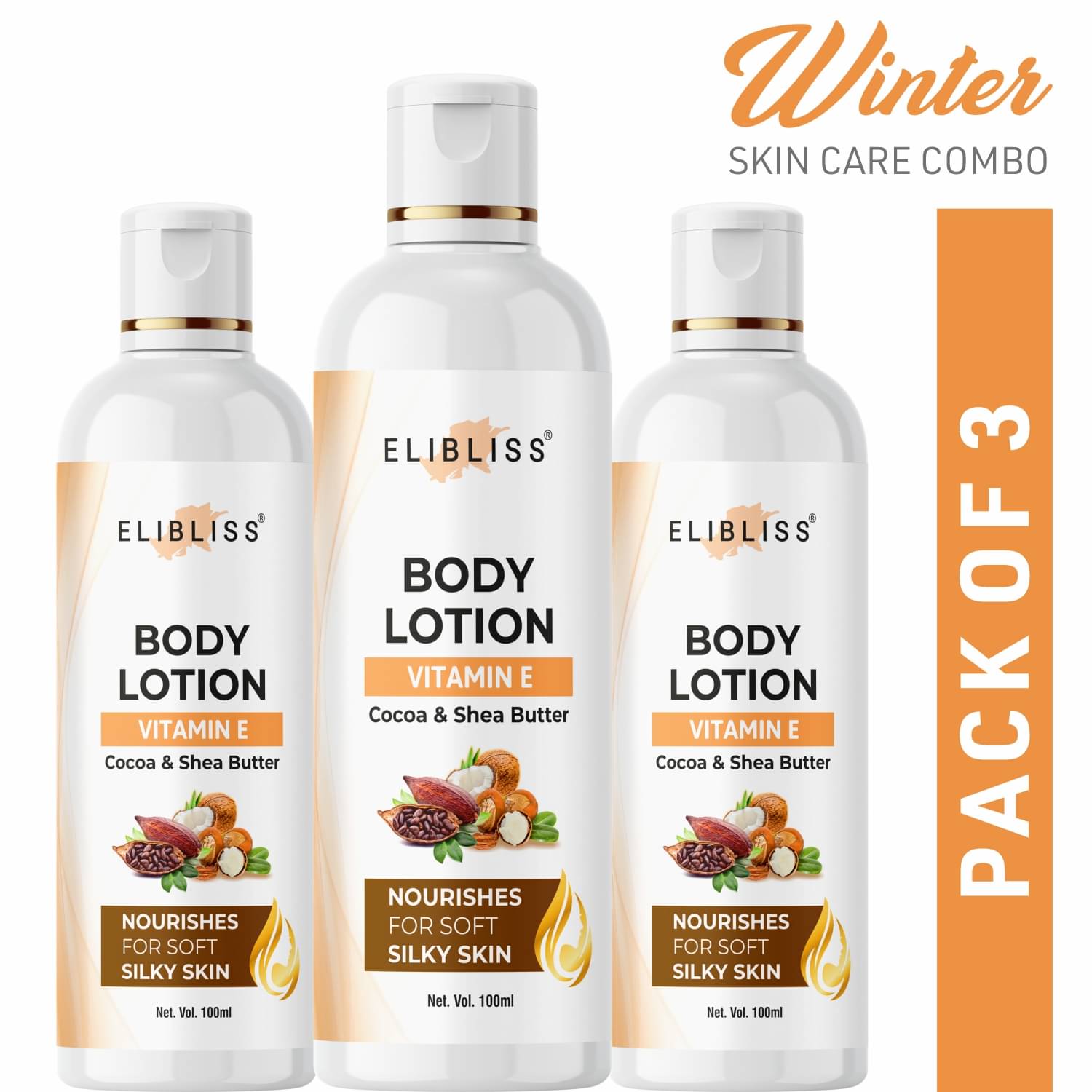     			Intensive Moisturizing Cocoa Body Lotion for Everyday Use Paraben Free Pack of 3