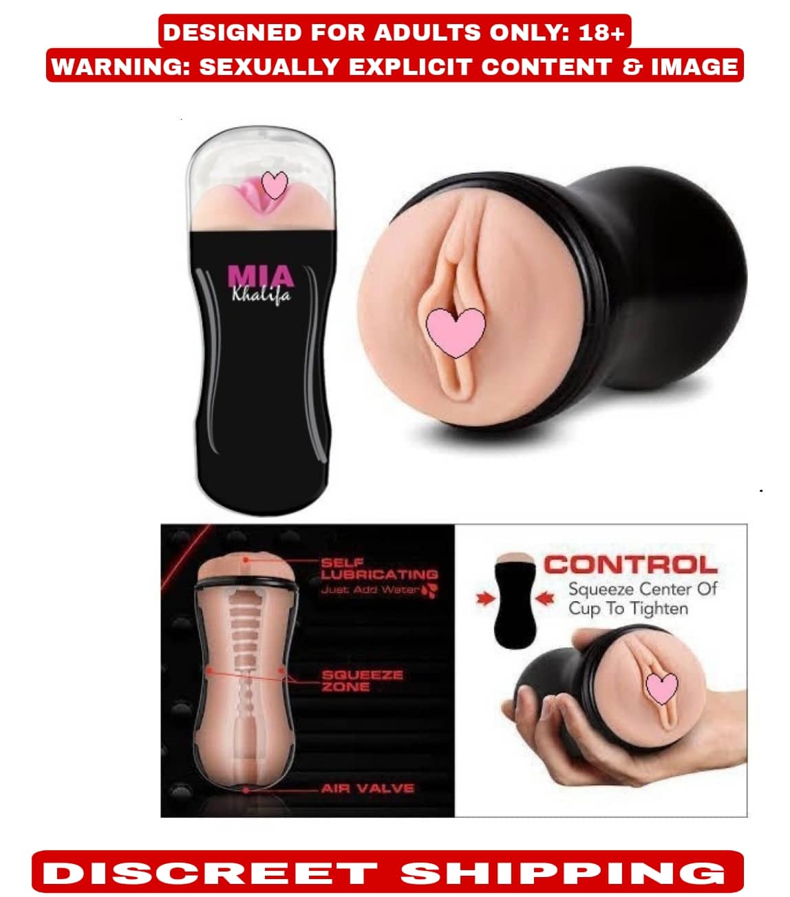 KAMAHOUSE MIA KHALIFA MALE POCKET PUSSY MASTURBATOR CUP WITH FREE LUBE-U.S.A