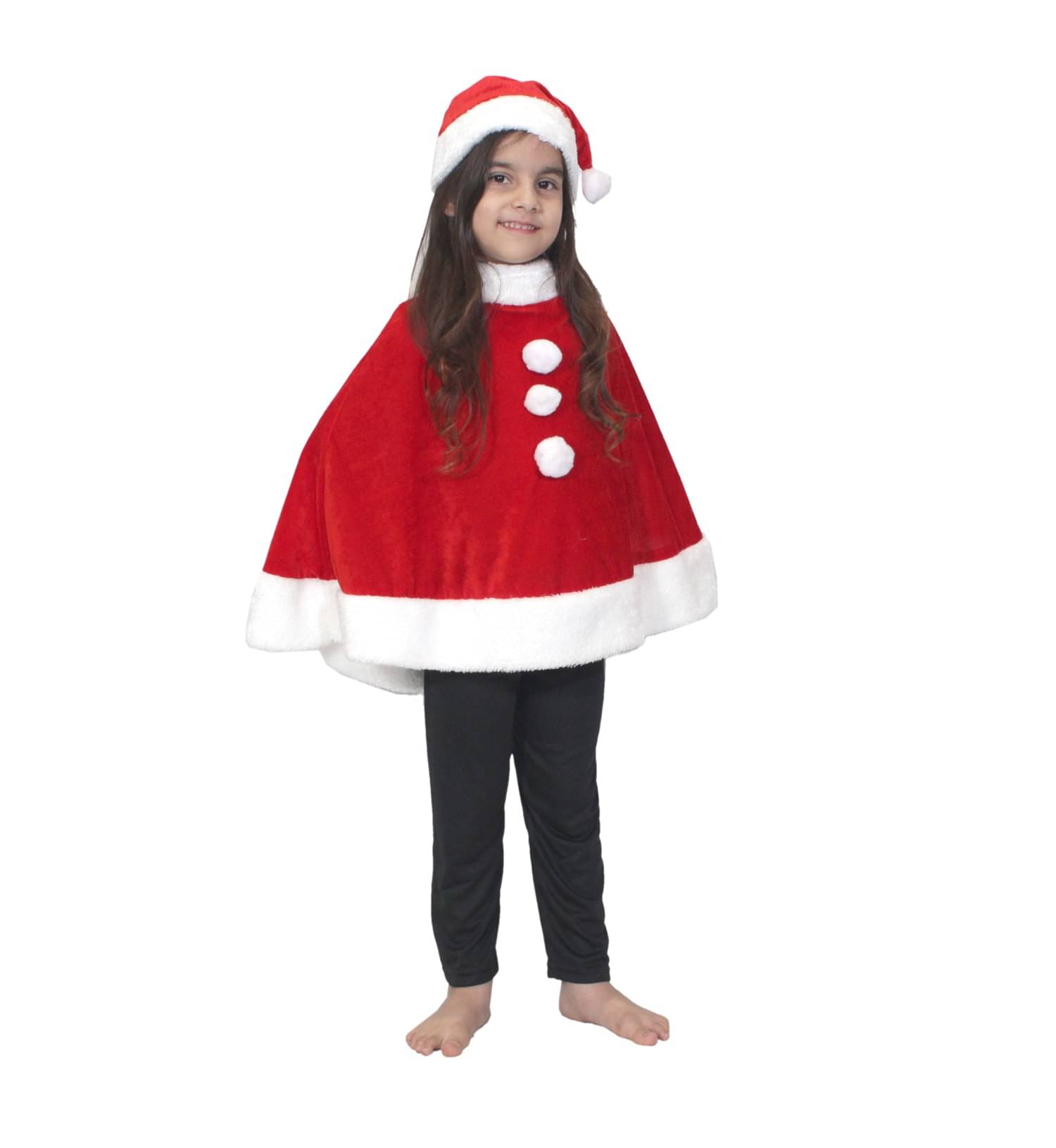     			Kaku Fancy Dresses Santa Cloak for Christmas in Velvet Fabric - Red & White 7-8 Years, For Boy & Girls