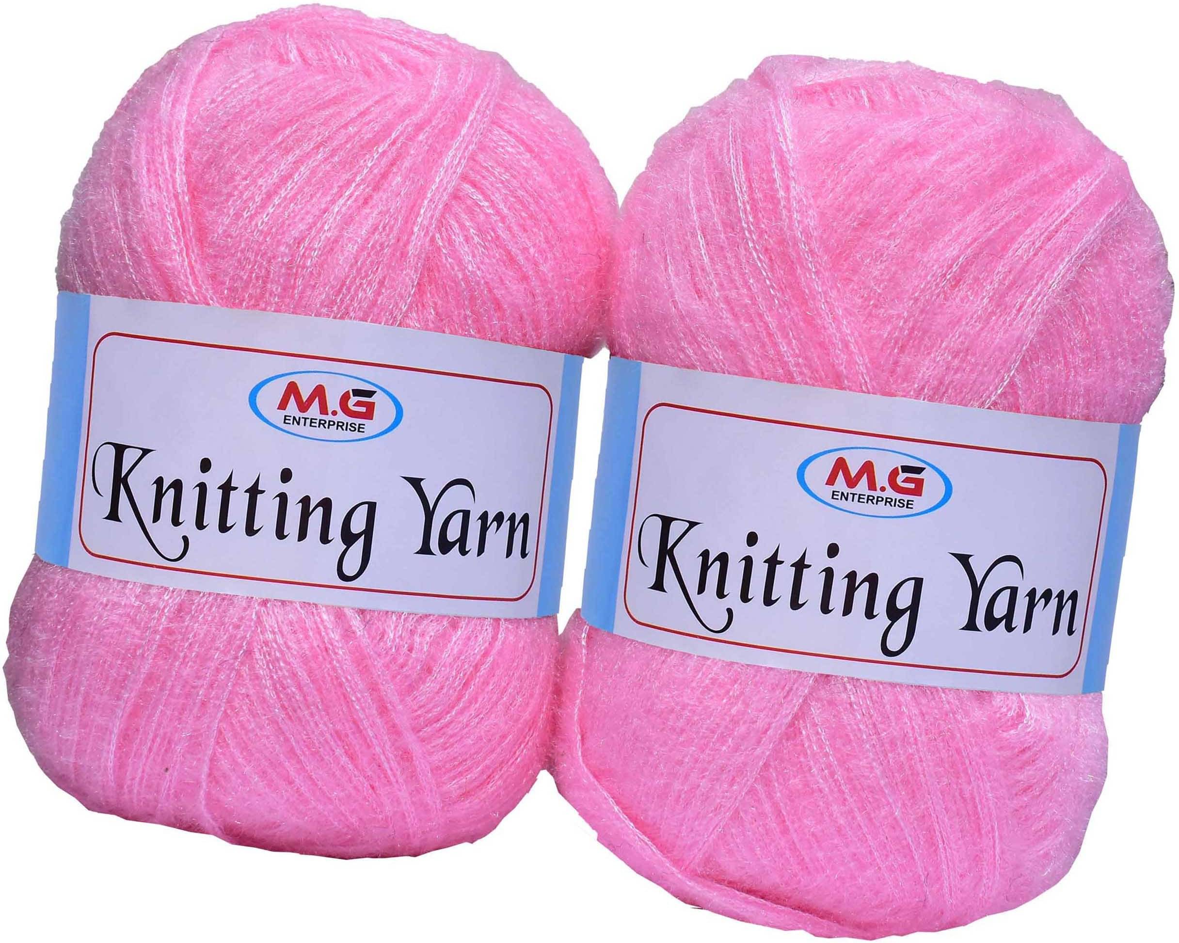     			Knitting Wool Yarn, Soft Fancy Feather Wool  Pink 400 gm- Art-HDG