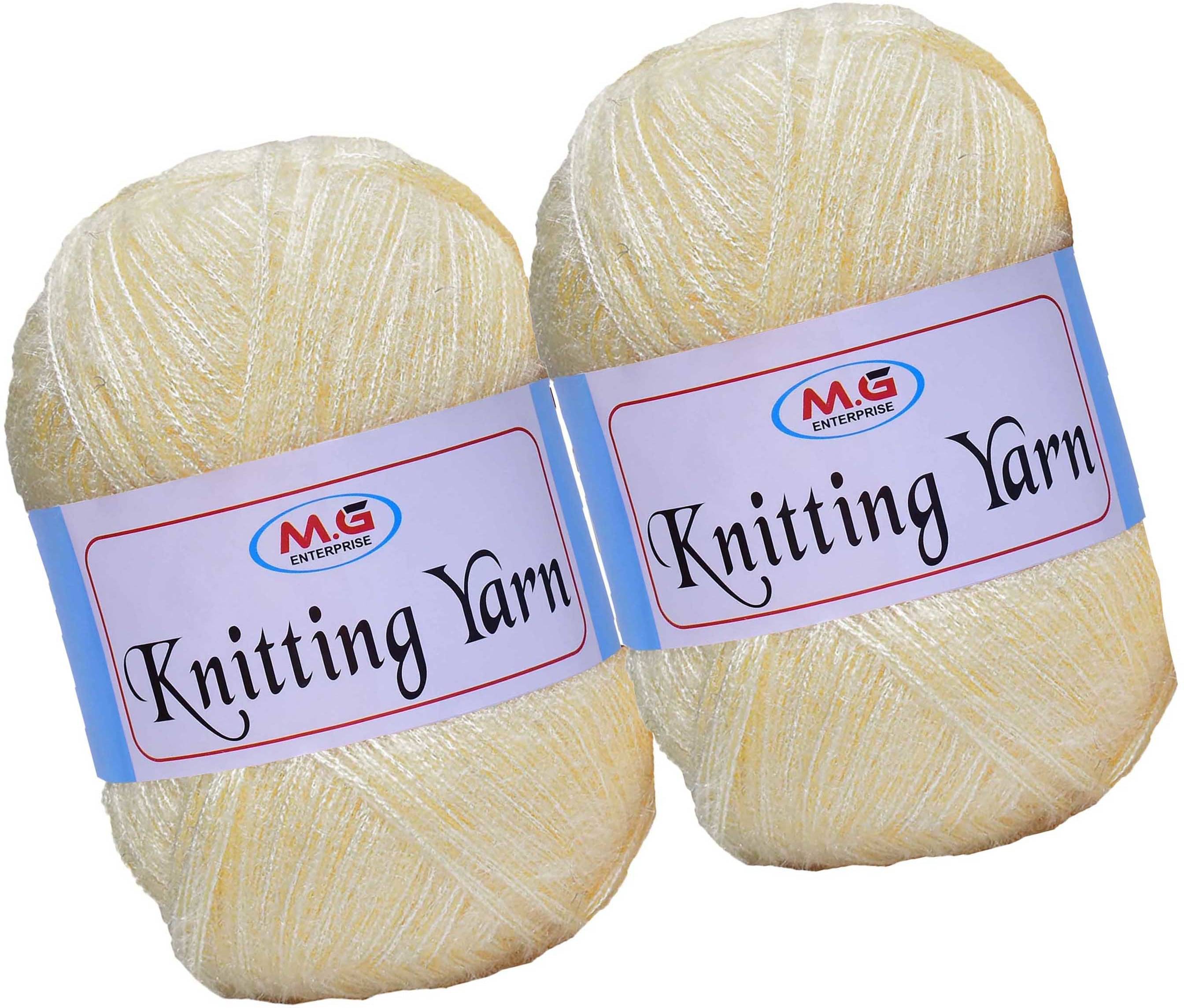     			Knitting Wool Yarn, Soft Fancy Feather Wool  Cream 500 gm- Art-HDD