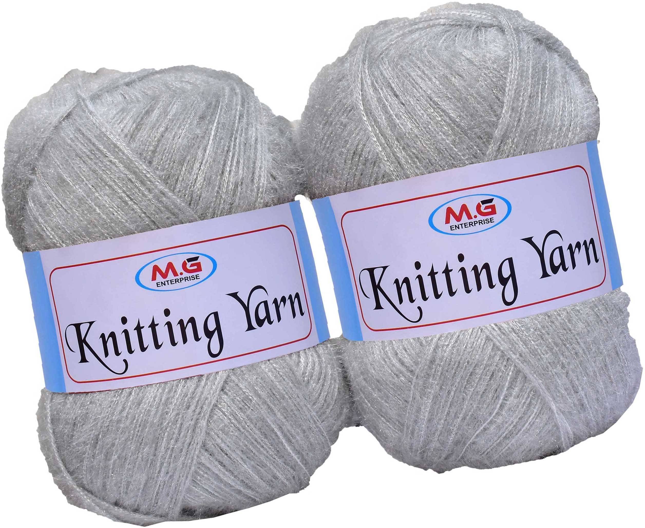     			Knitting Wool Yarn, Soft Fancy Feather Wool  Steel Grey 500 gm- Art-HEC