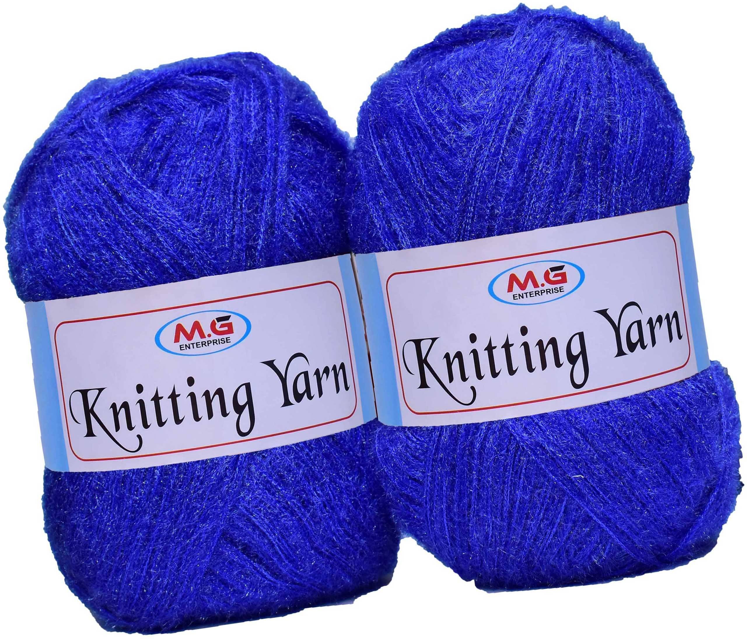     			Knitting Wool Yarn, Soft Fancy Feather Wool  Royal Blue 500 gm- Art-HFJ